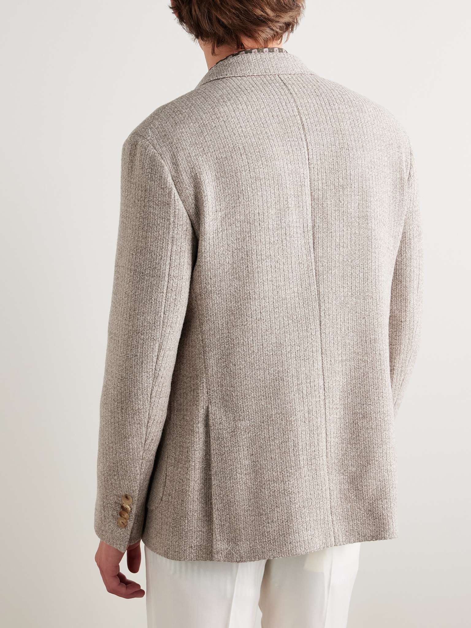 Slim-Fit Double-Breasted Textured-Wool and Cashmere-Blend Blazer - 4