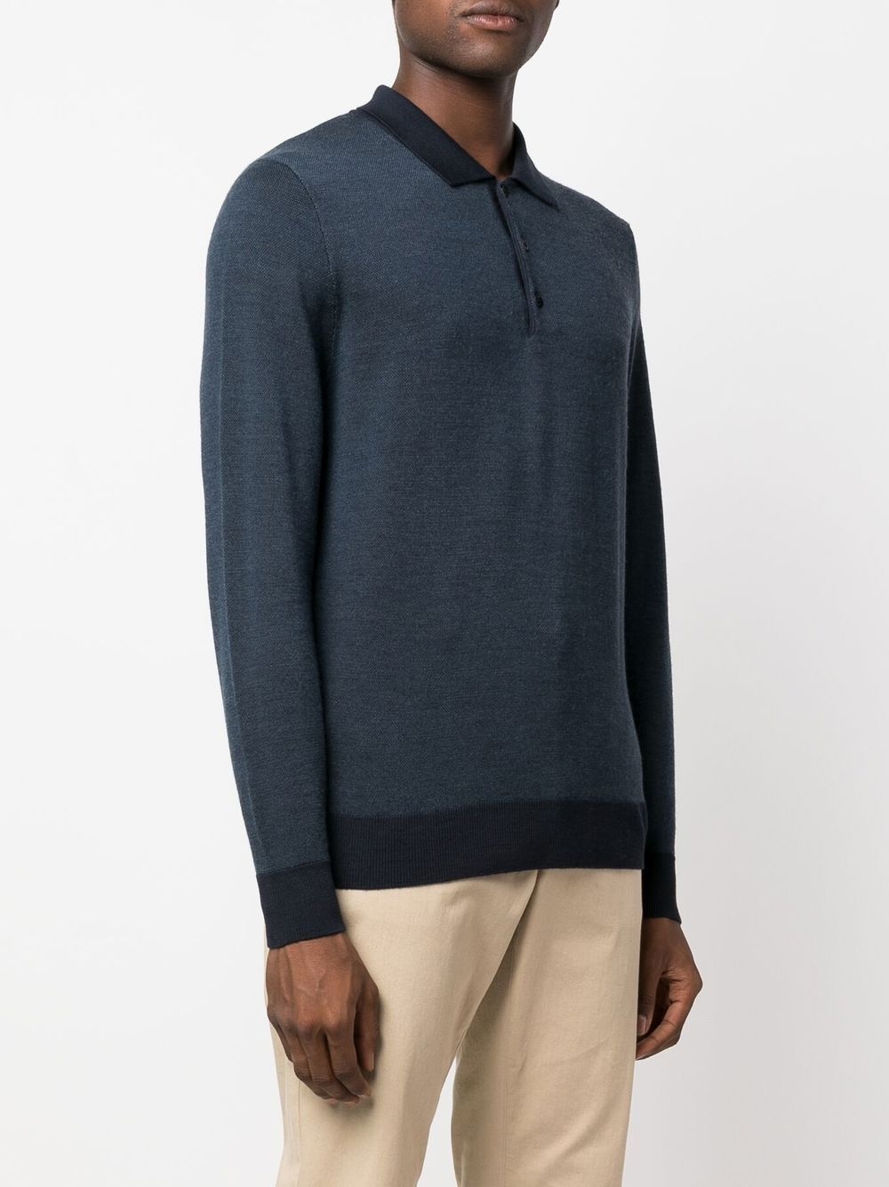 long-sleeve wool polo shirt - 3