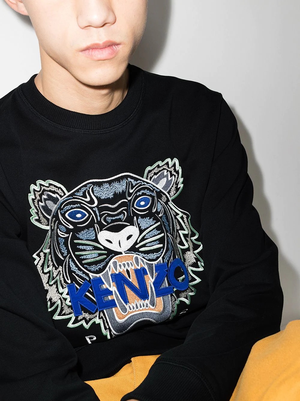 tiger-embroidered cotton sweatshirt - 4