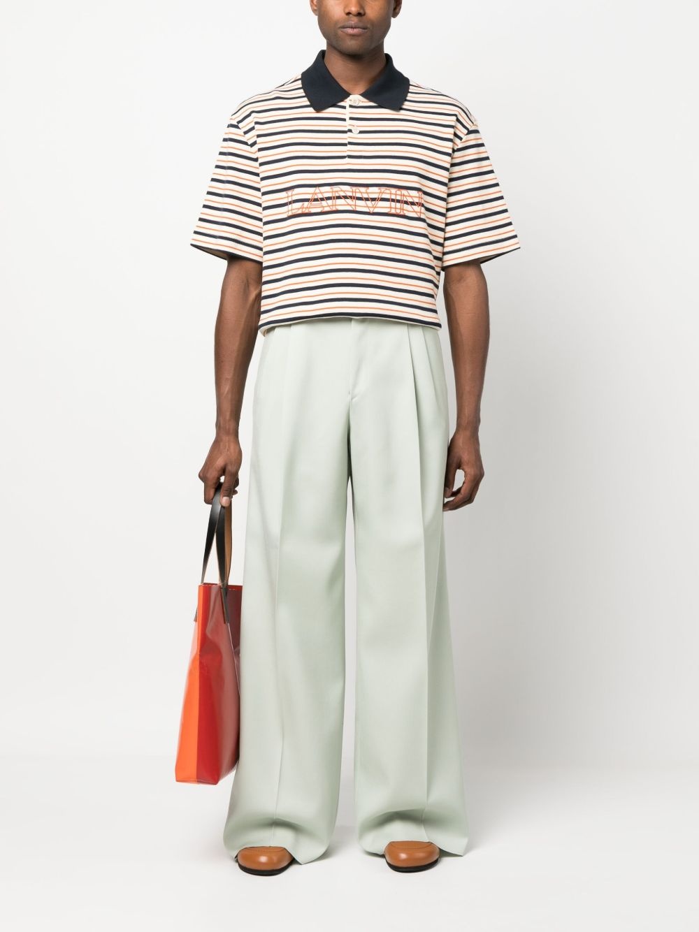 logo-embroidered striped polo shirt - 2