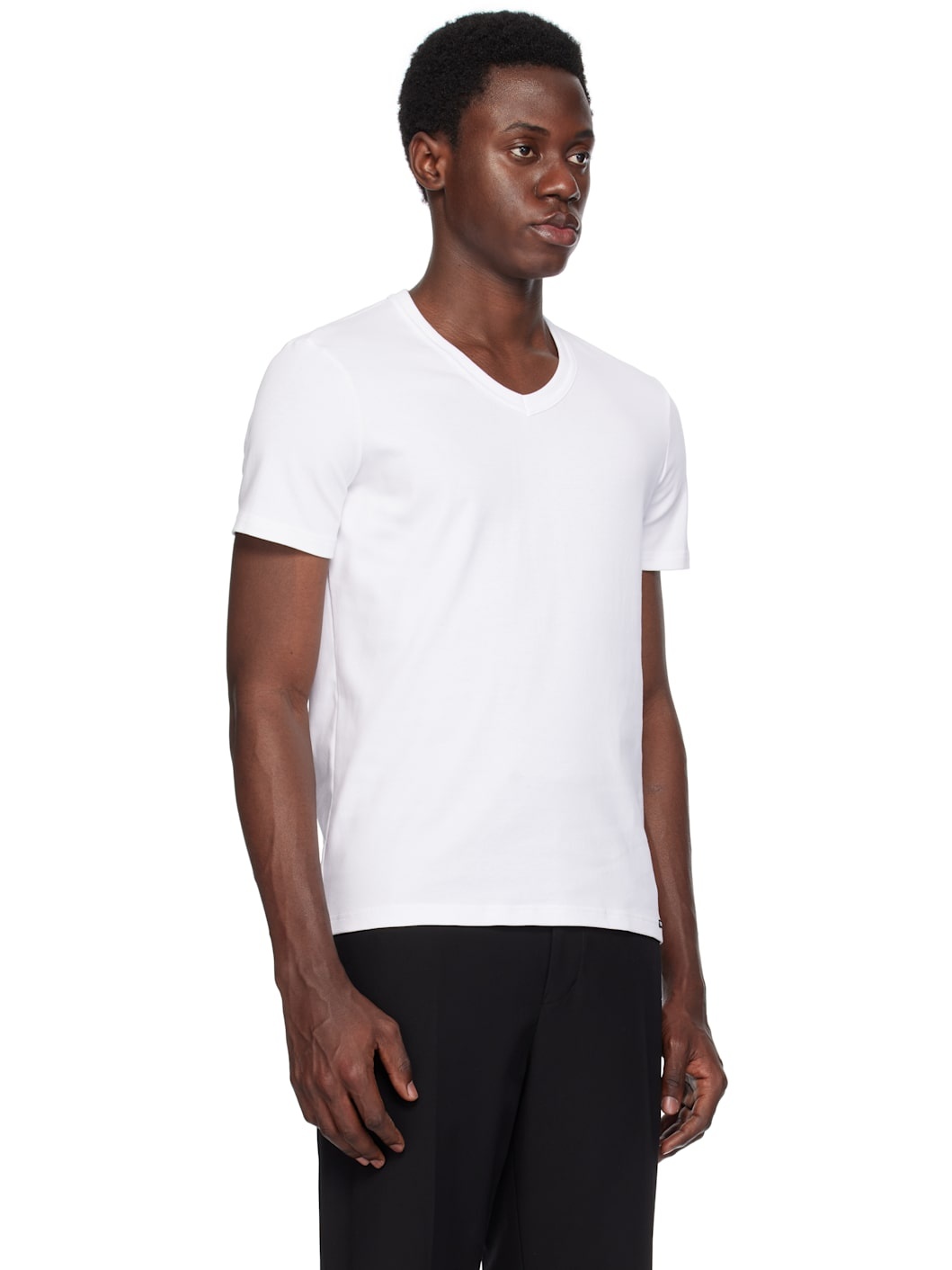 White Cotton Stretch Jersey T-shirt - 2