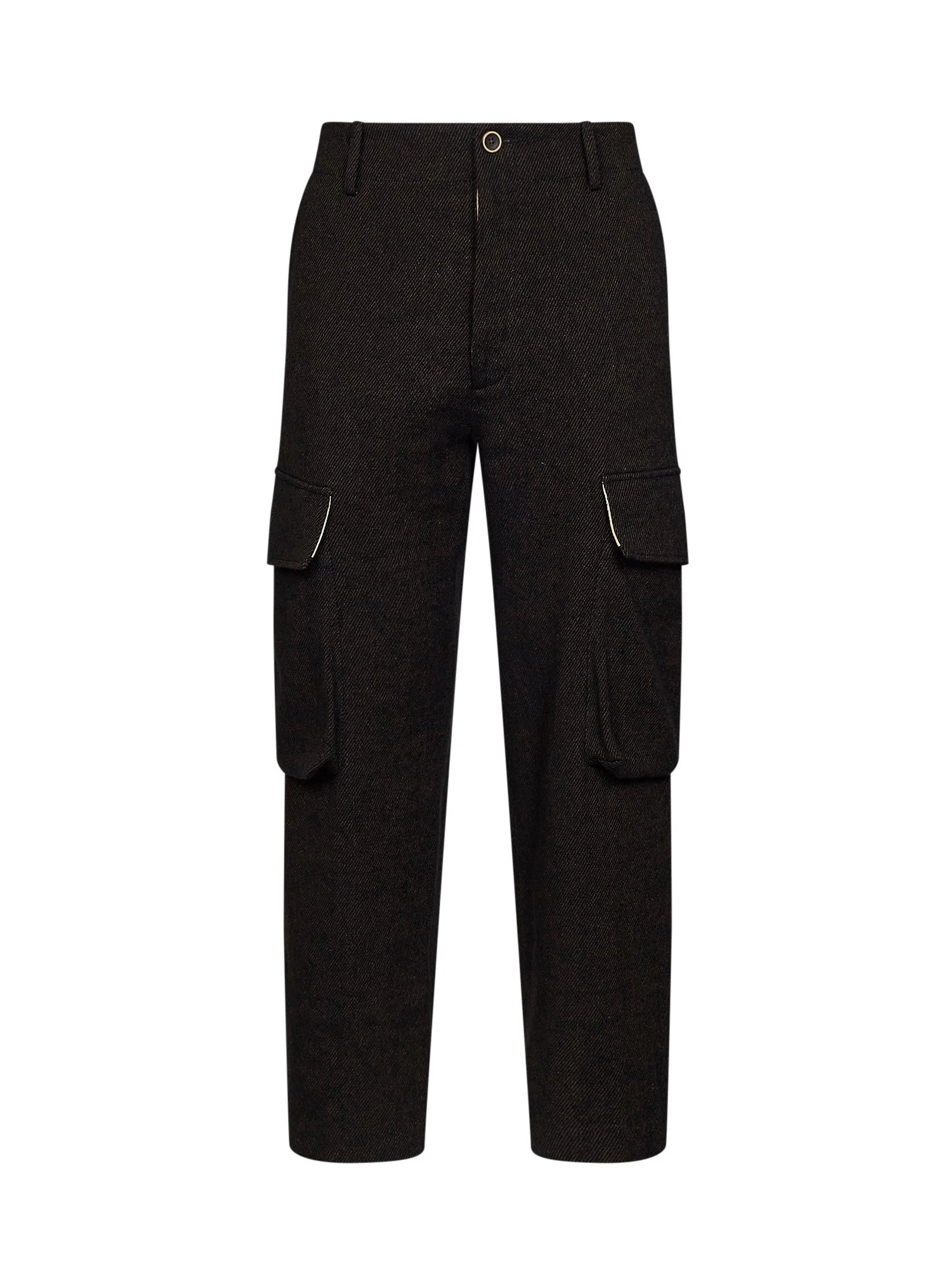 Black and brown wool blend twill Paxton cargo trousers - 1