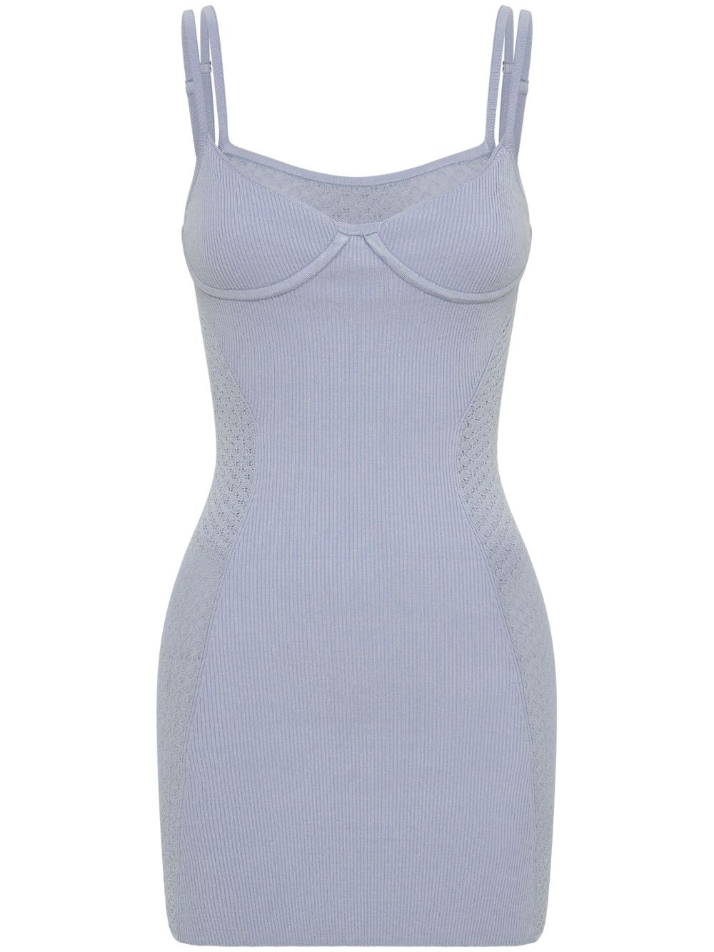 Serpent lace-panel ribbed-knit minidress - 1