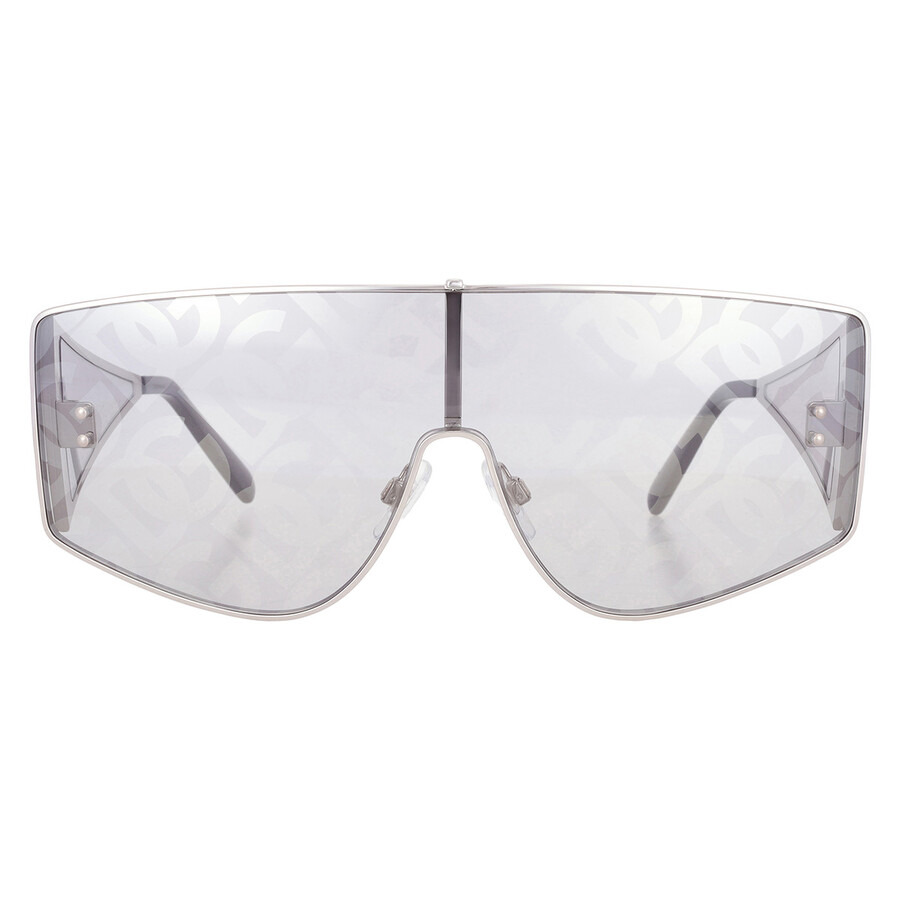 Dolce and Gabbana Silver Mirror Logo Shield Men's Sunglasses DG2305 05/AL 144 - 1