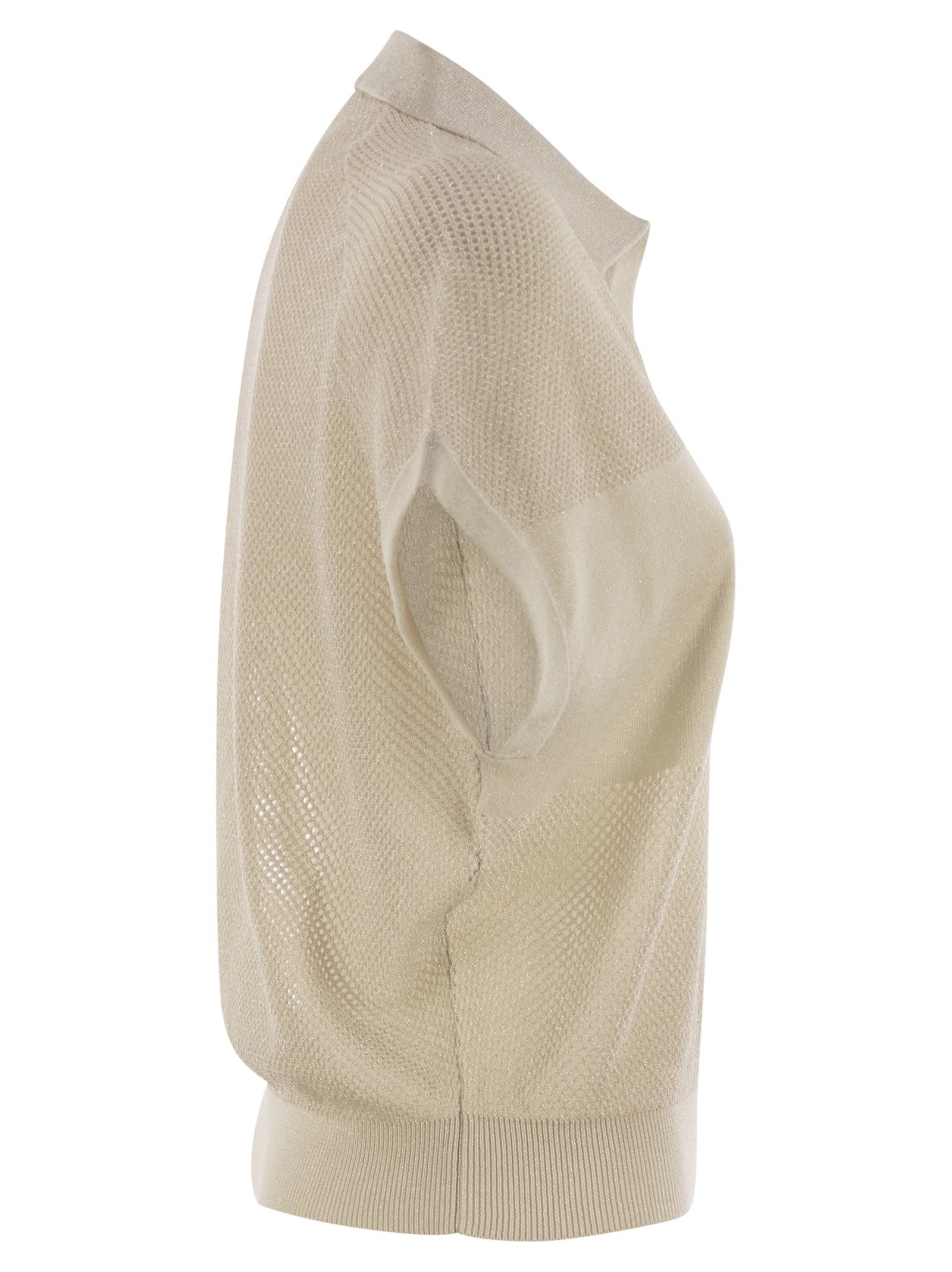 Peserico - Peserico Women Tricot Polo Shirt In Pure Cotton Crepe Yarn - 3