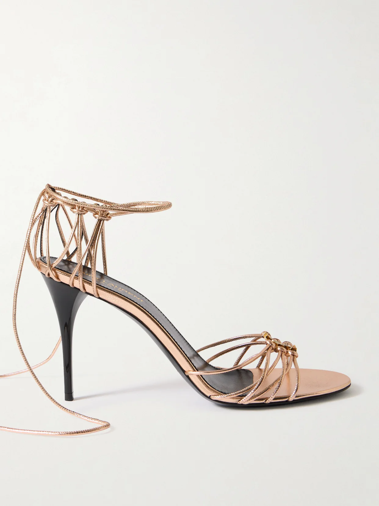 Babylone Embellished Knotted Metallic Leather Sandals - 1