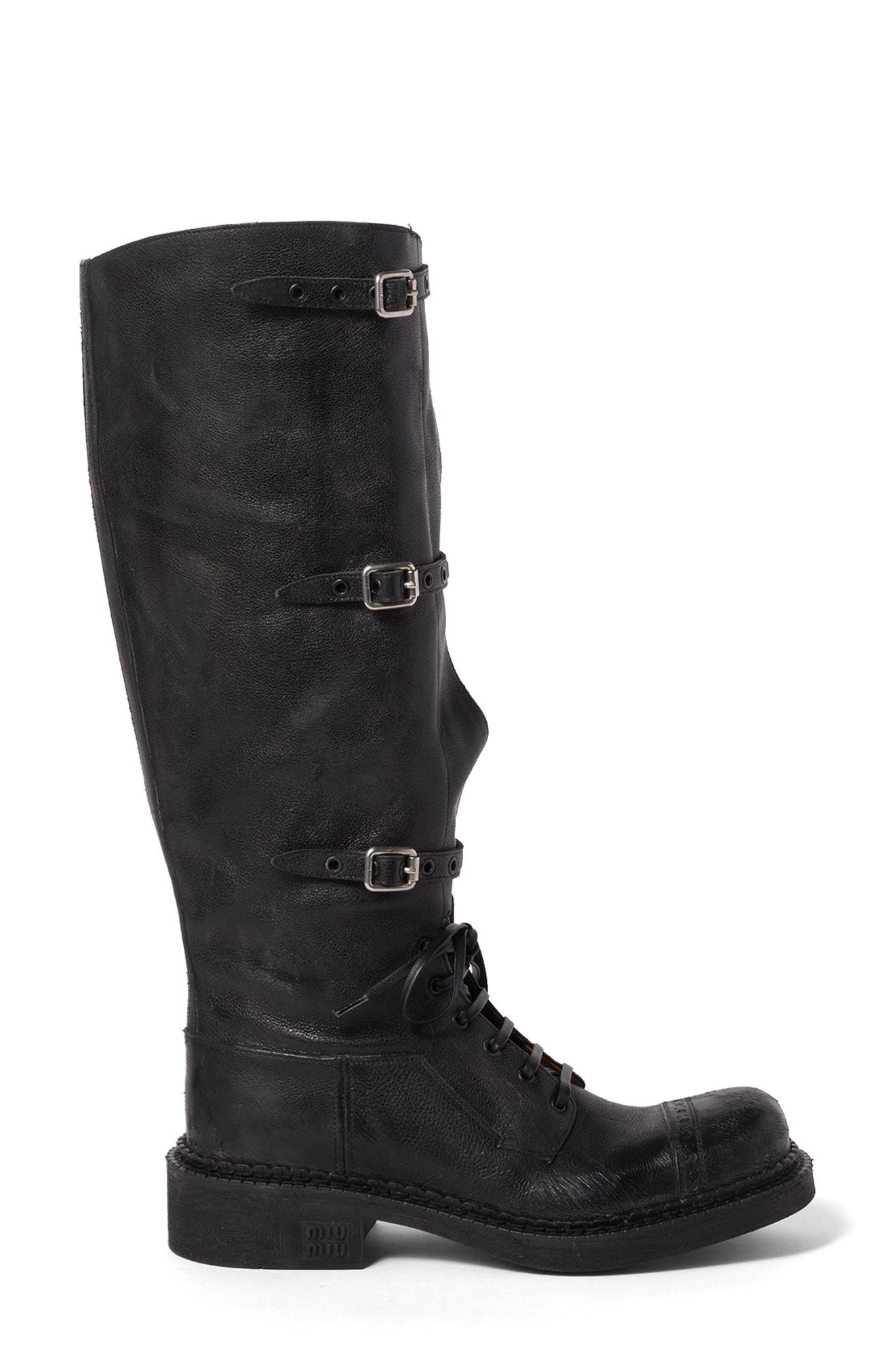 Miu Miu Split Shaft Tall Boot in Nero at Nordstrom - 2