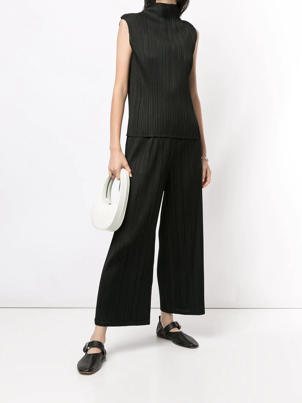 high-waisted plissé trousers - 2