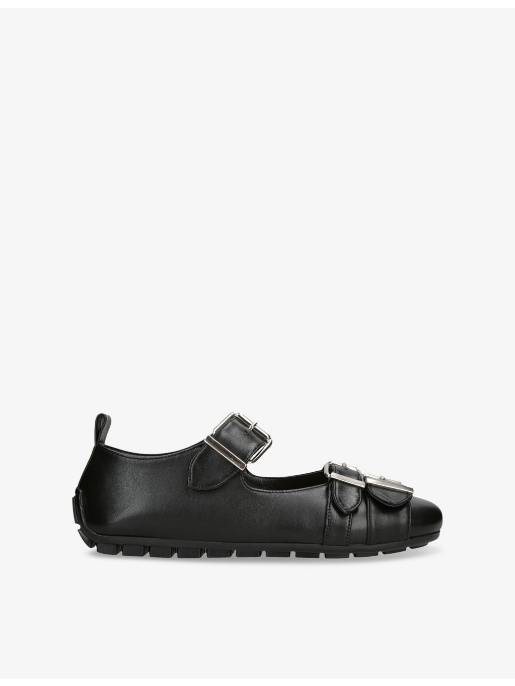 Buckle-Embellished Leather Mary Jane Flats - 1