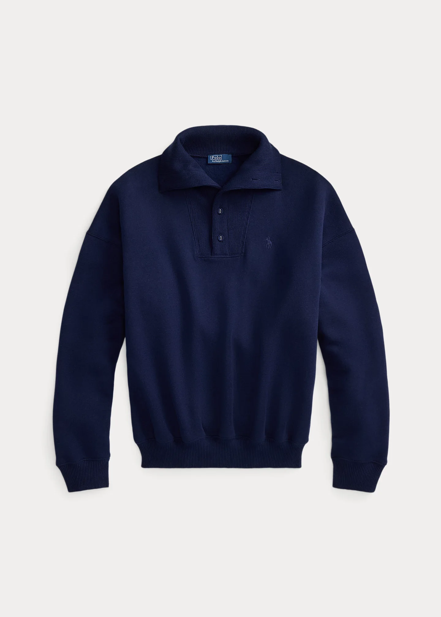 Ribbed-Trim Mockneck Pullover - 1