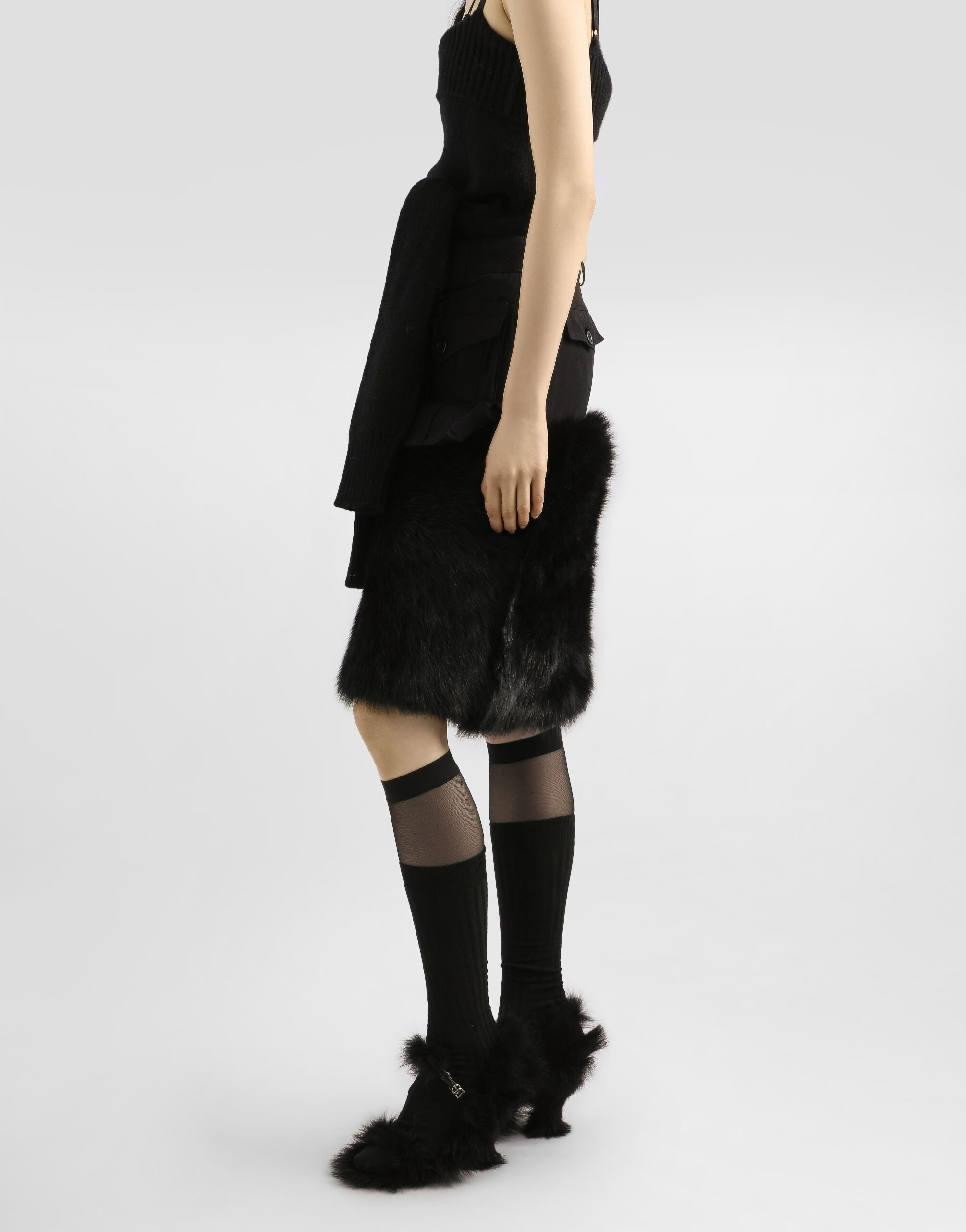Midi skirt with fur - 5
