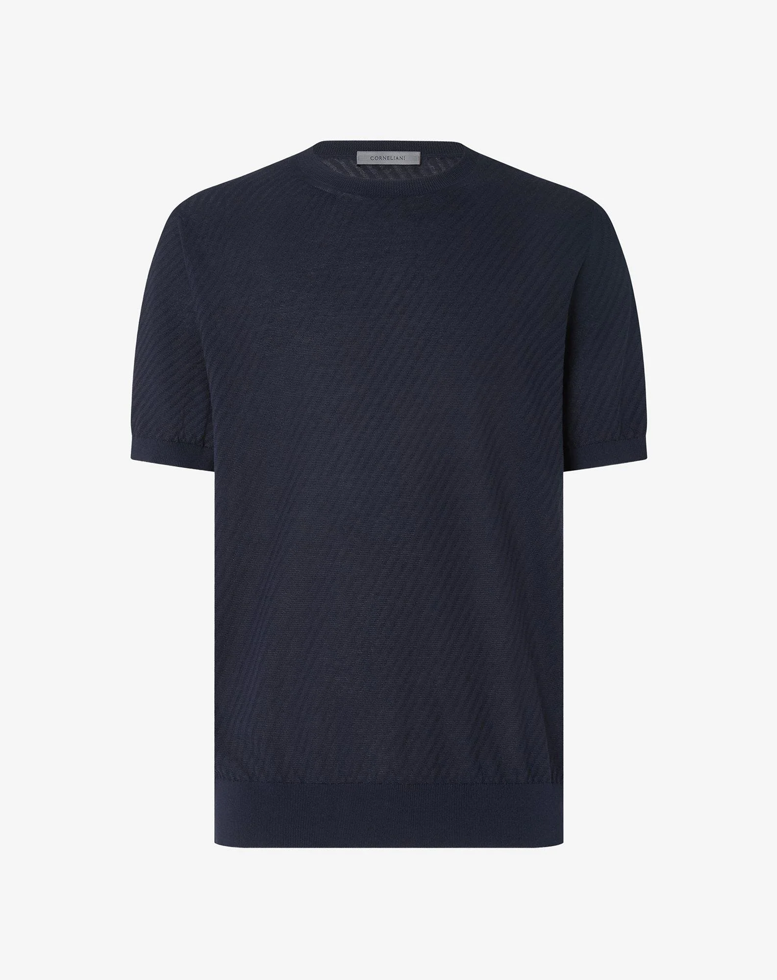 Navy blue ice cotton and silk polo shirt with zip - 1
