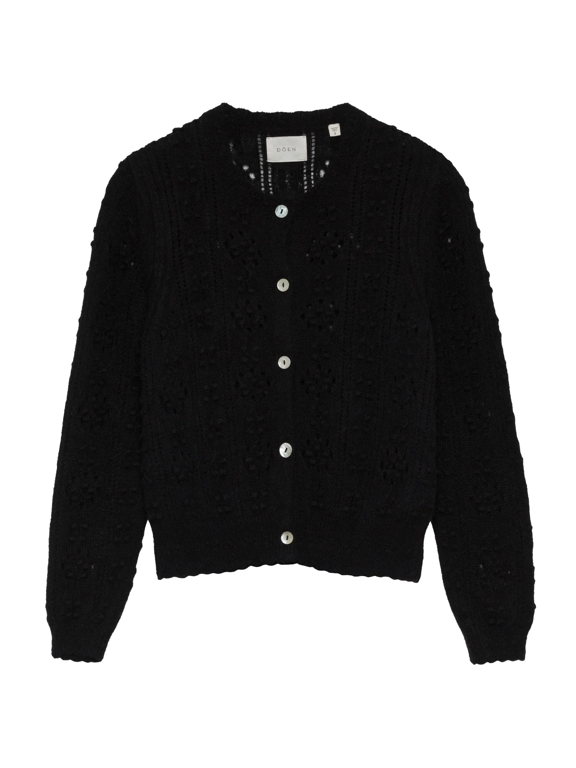 Women's Cassidy Pointelle Cardigan - Black - 1