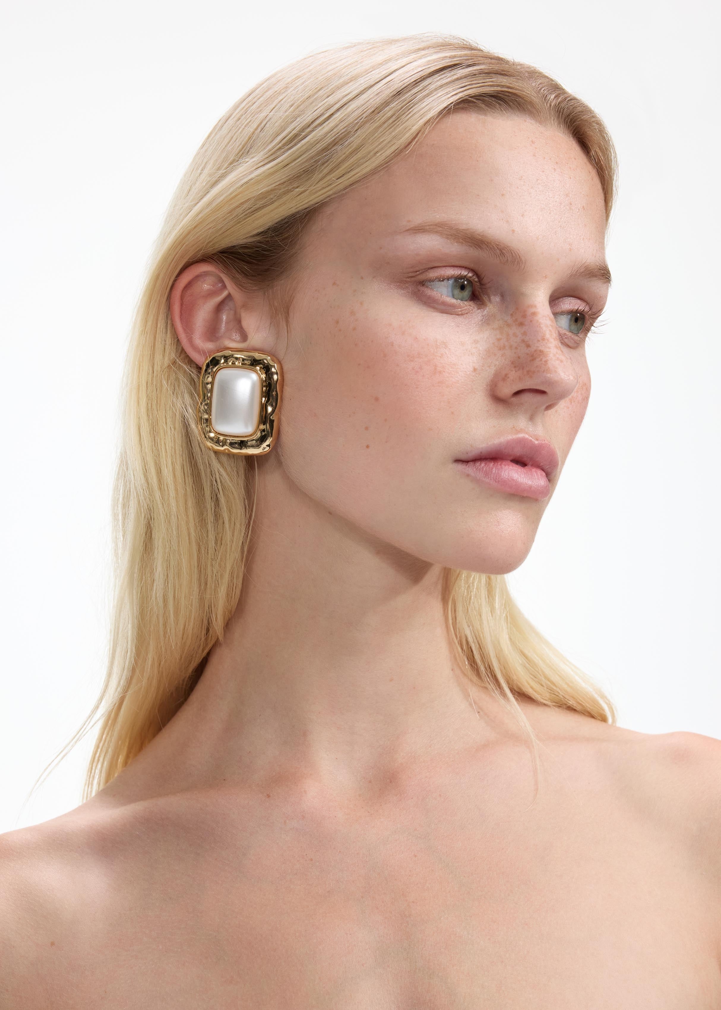 Mottled Gold Pearl Earrings - 4