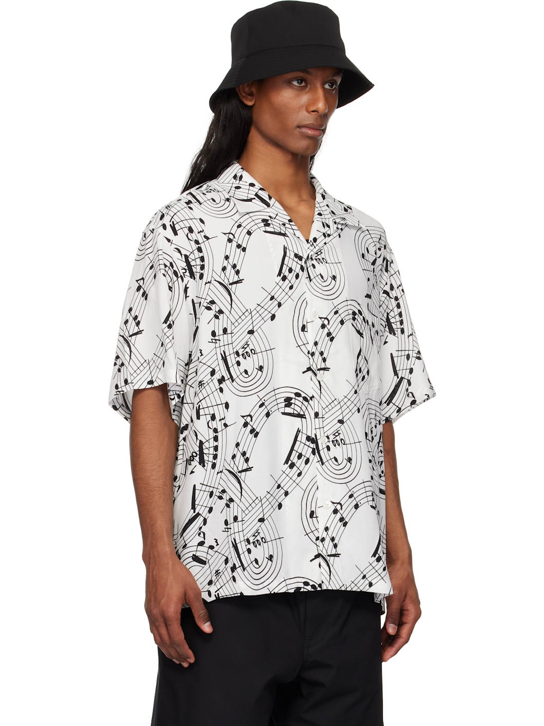 White & Black Music Note Hawaiian Shirt - 2