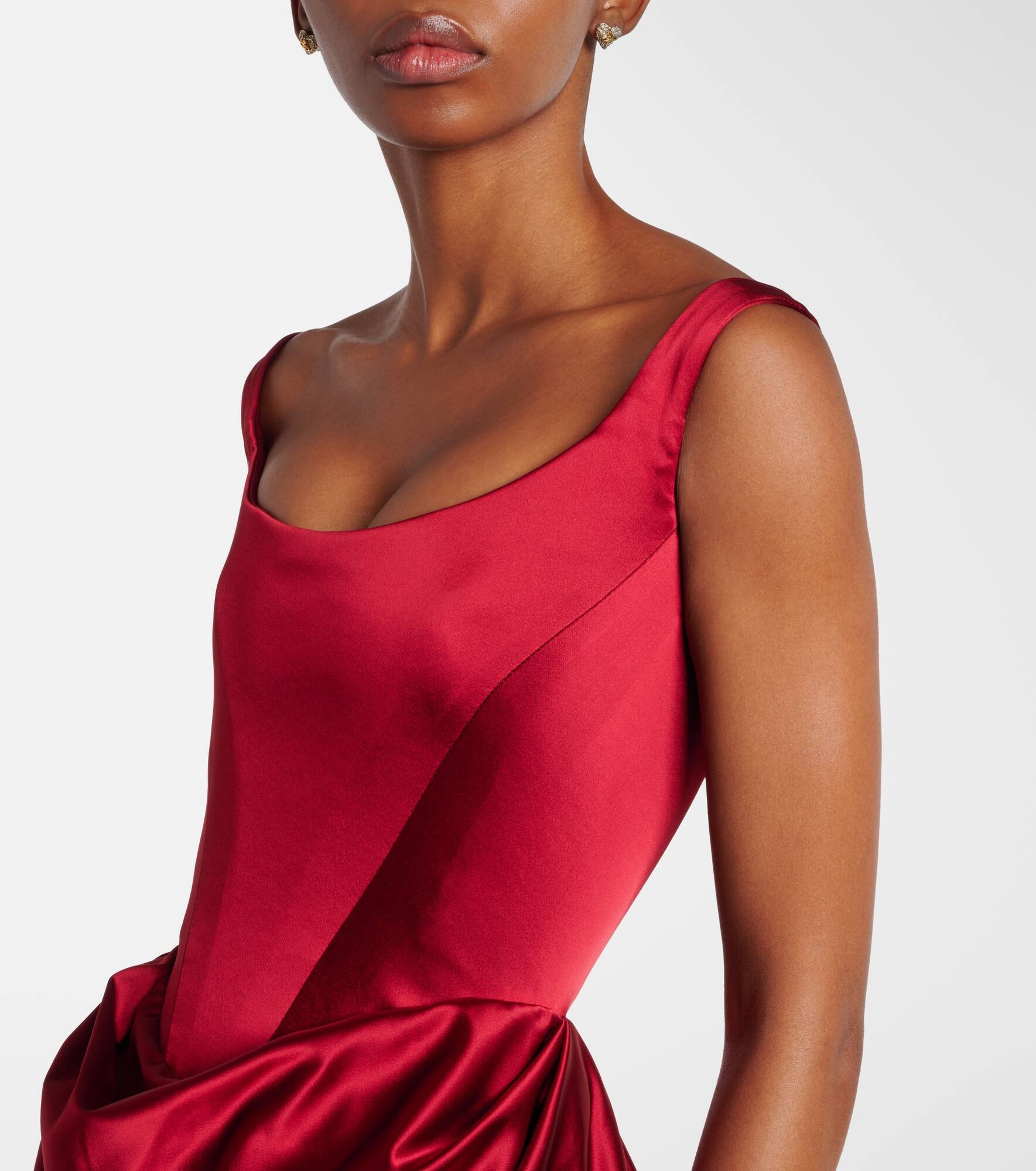 Camille draped crêpe satin bustier gown - 4