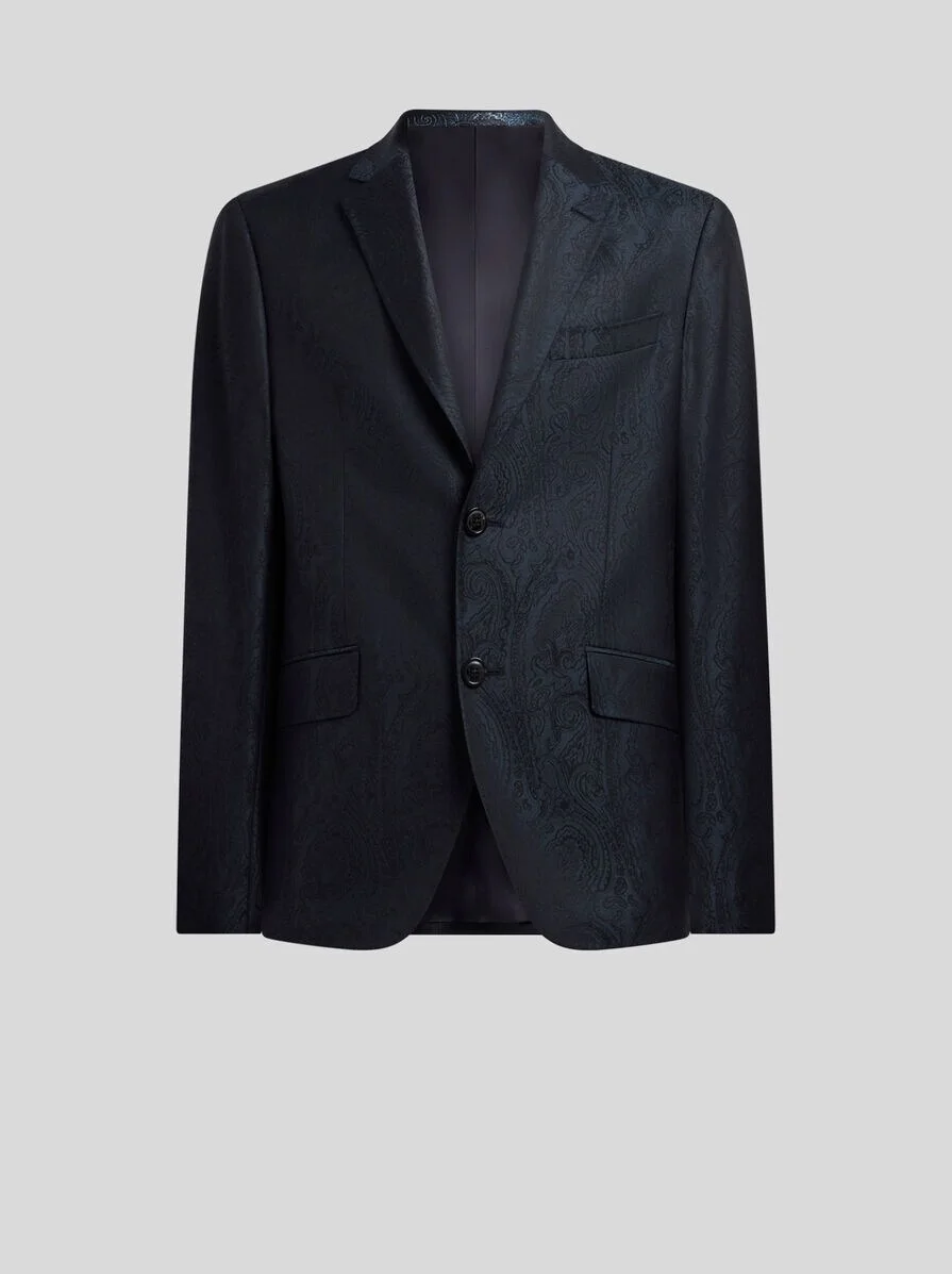 SINGLE-BREASTED WOOL JACQUARD JACKET WITH ARNICA MOTIF - 1