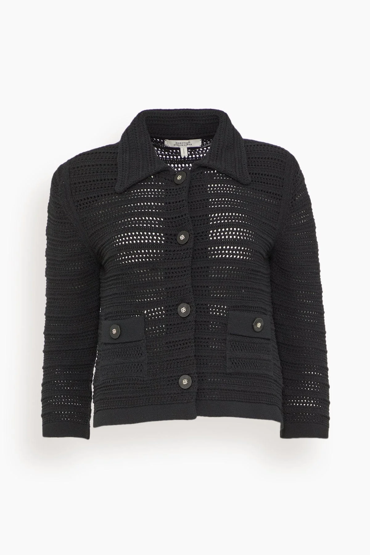 Precise Pointelle Jacket in Pure Black - 1