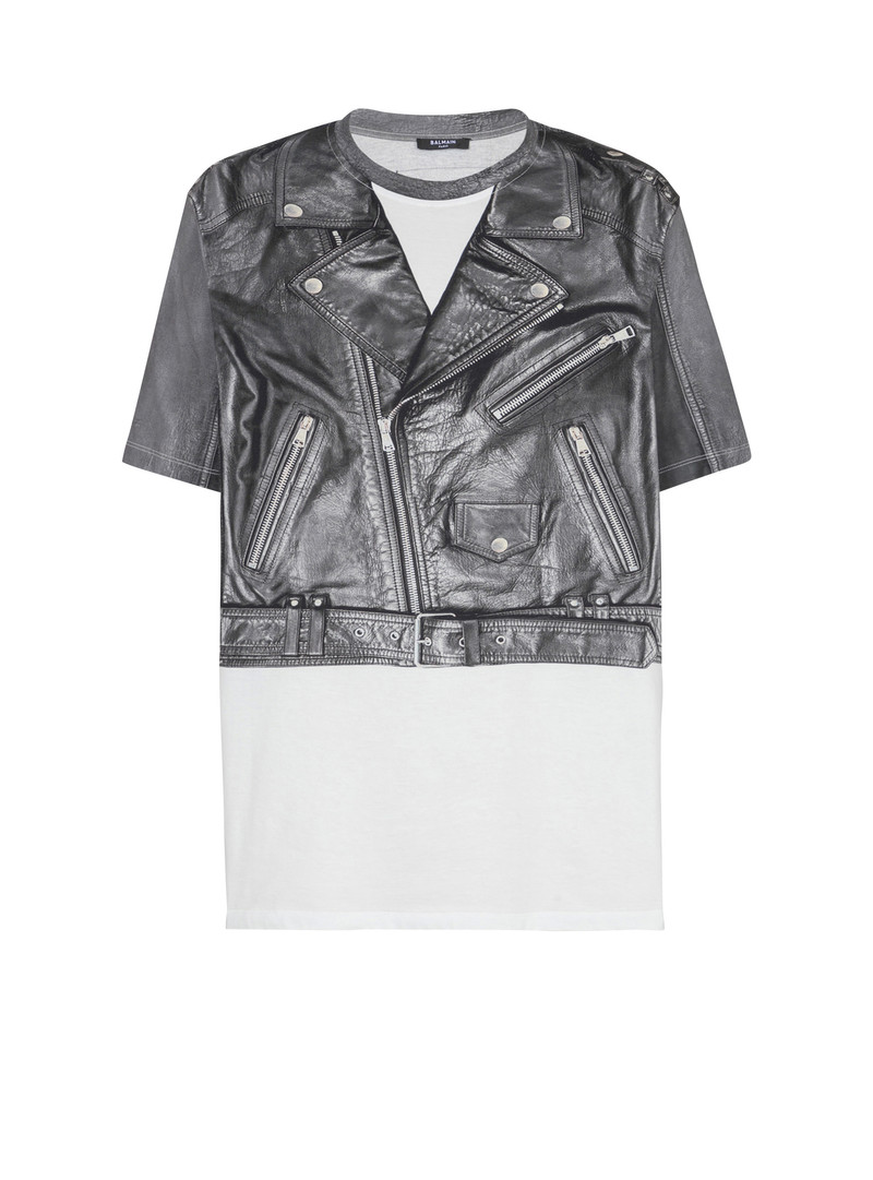 T-shirt with biker jacket print - 1