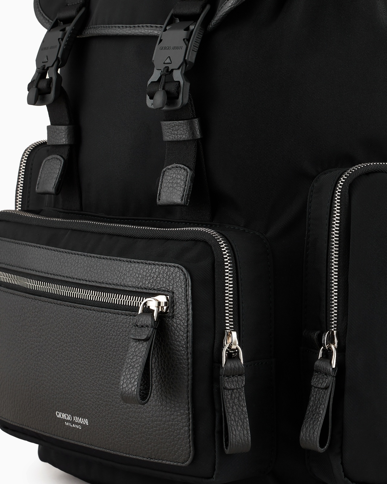 RECYCLED-NYLON AND PEBBLED-LEATHER BACKPACK ASV - 5