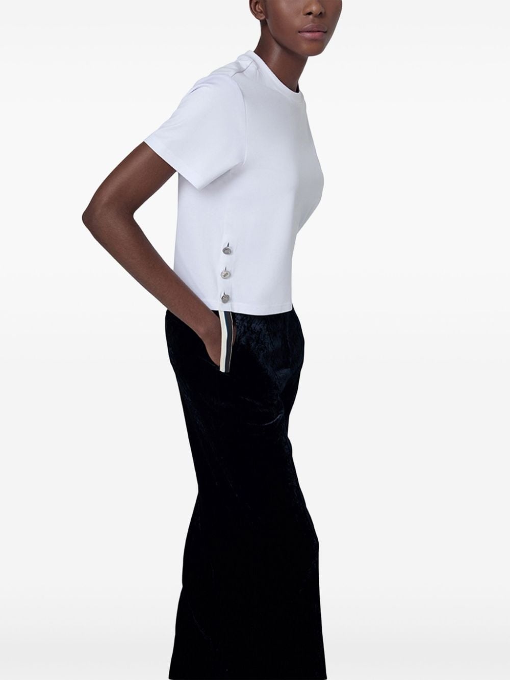 contrast-tape cotton T-shirt - 3