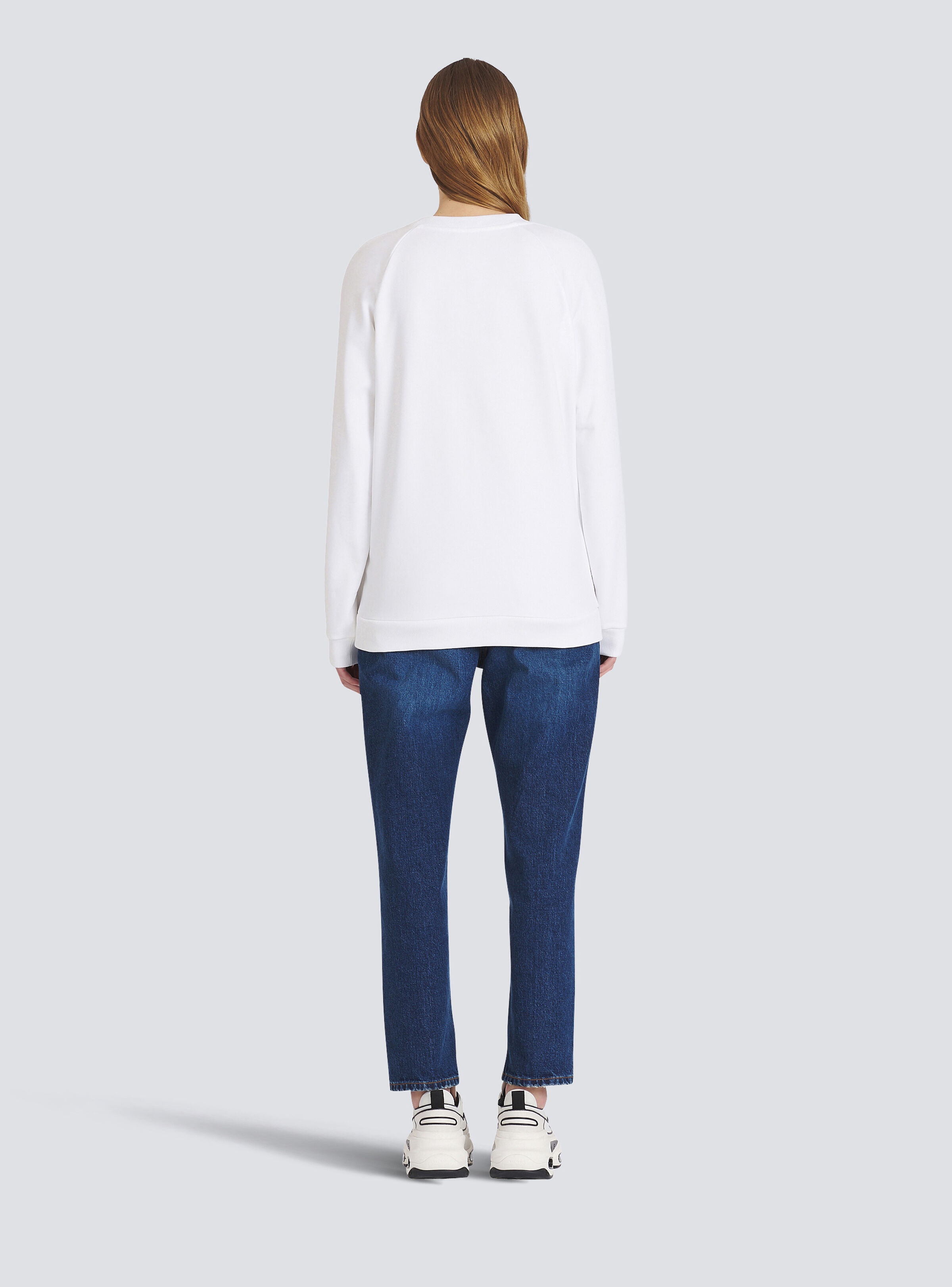 Eco-designed cotton sweatshirt with Balmain logo print - 4
