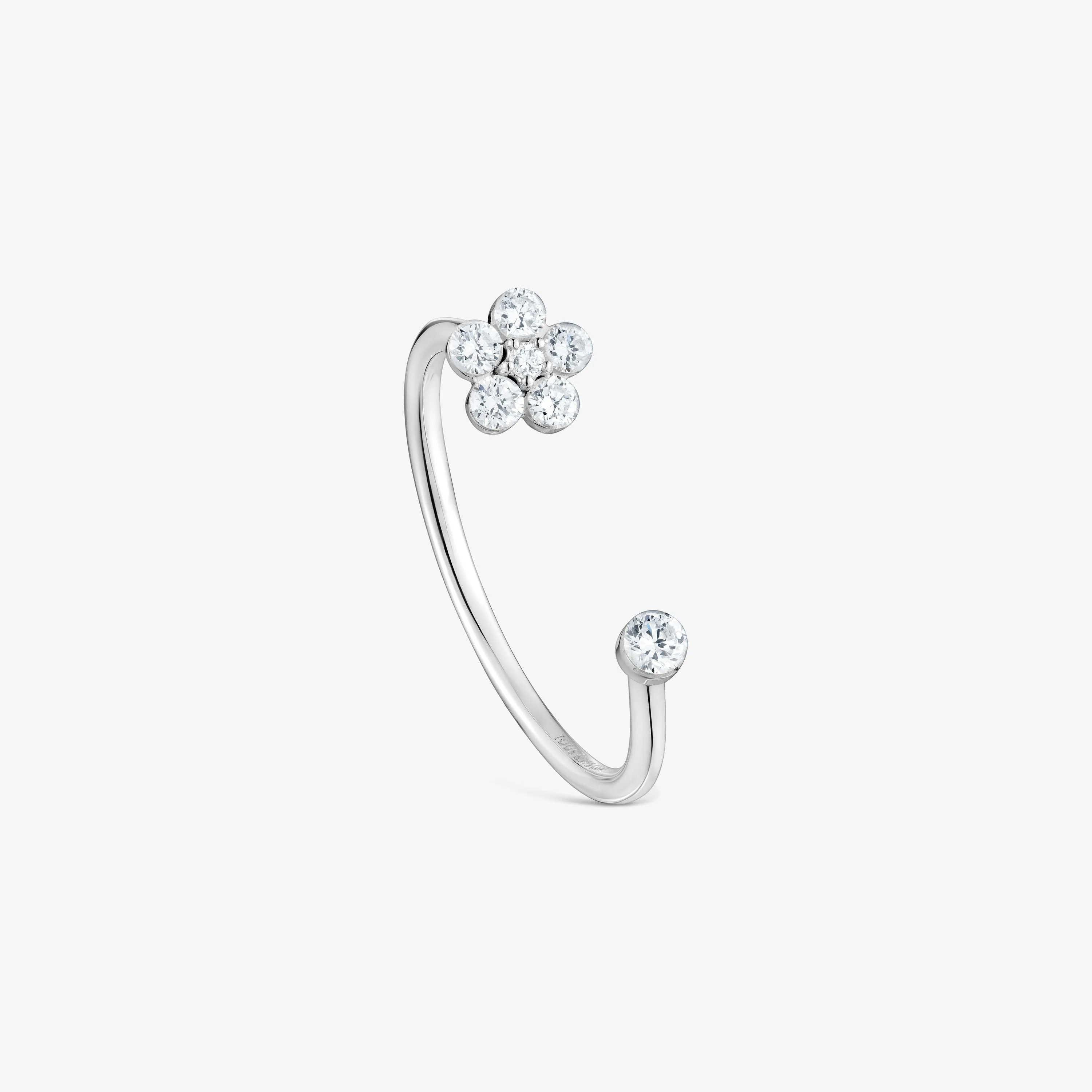 9kt white gold and lab-grown diamond flower Ring TOUS Irisé LGD - 1