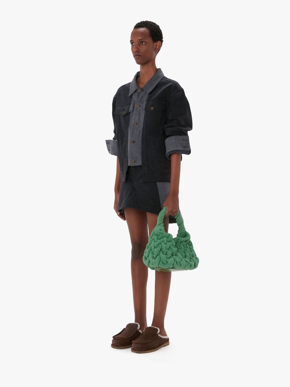 PANELED MINI DENIM SKIRT - 4