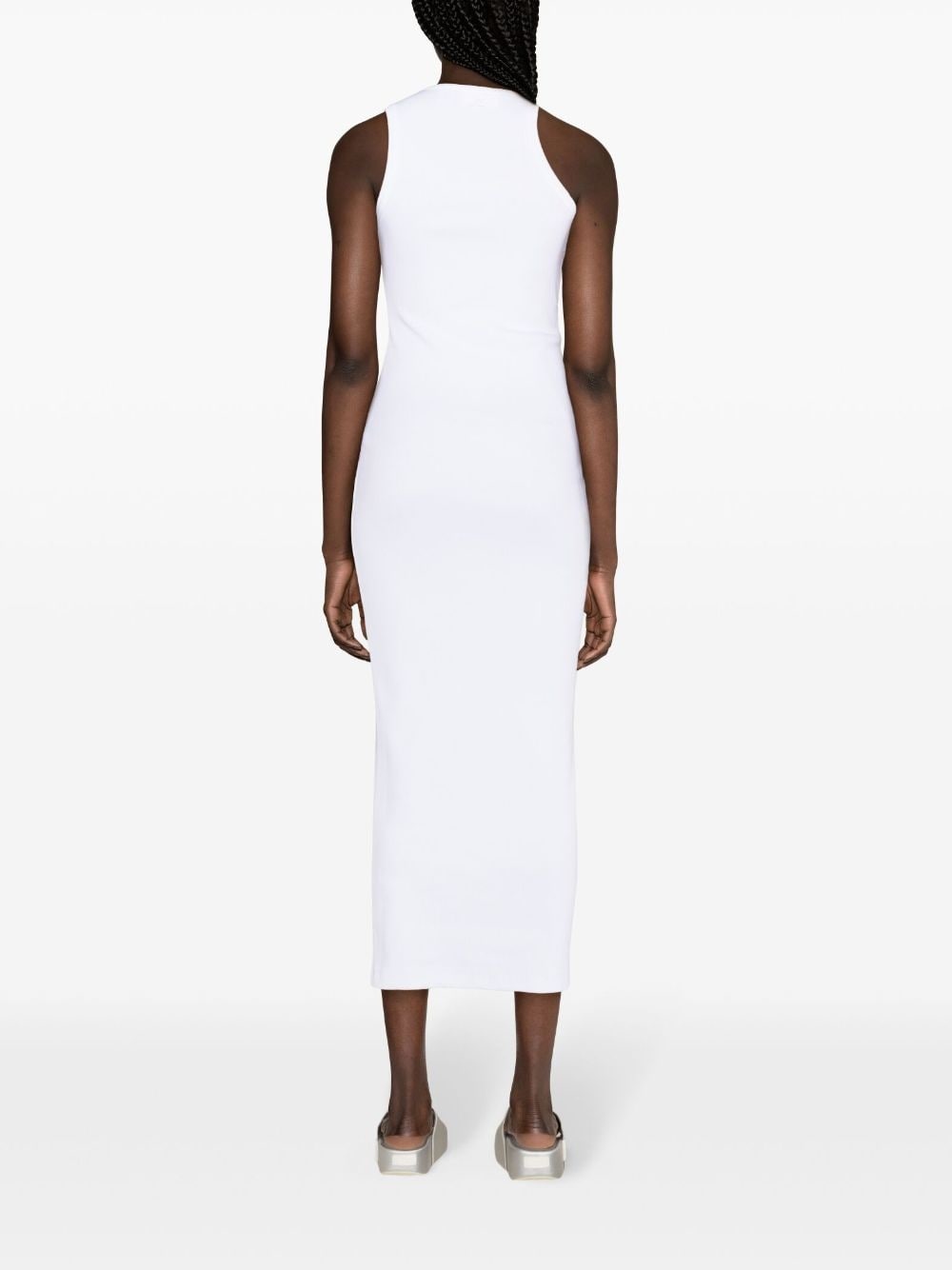 asymmetric ribbed midi dress - 4