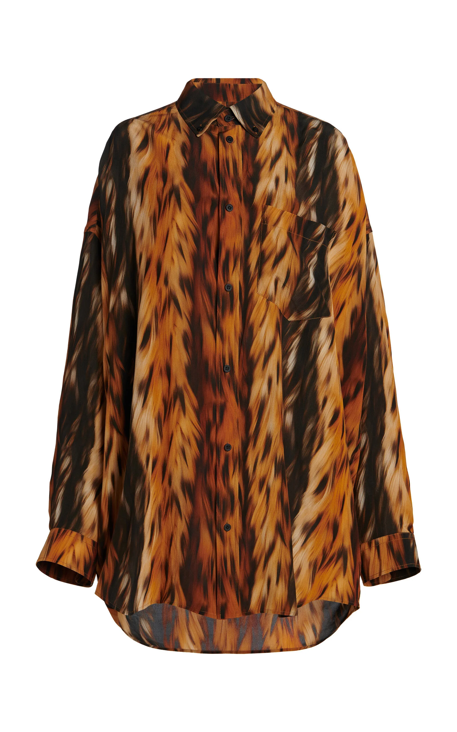 AI-Printed Silk Crepe Shirt brown - 1