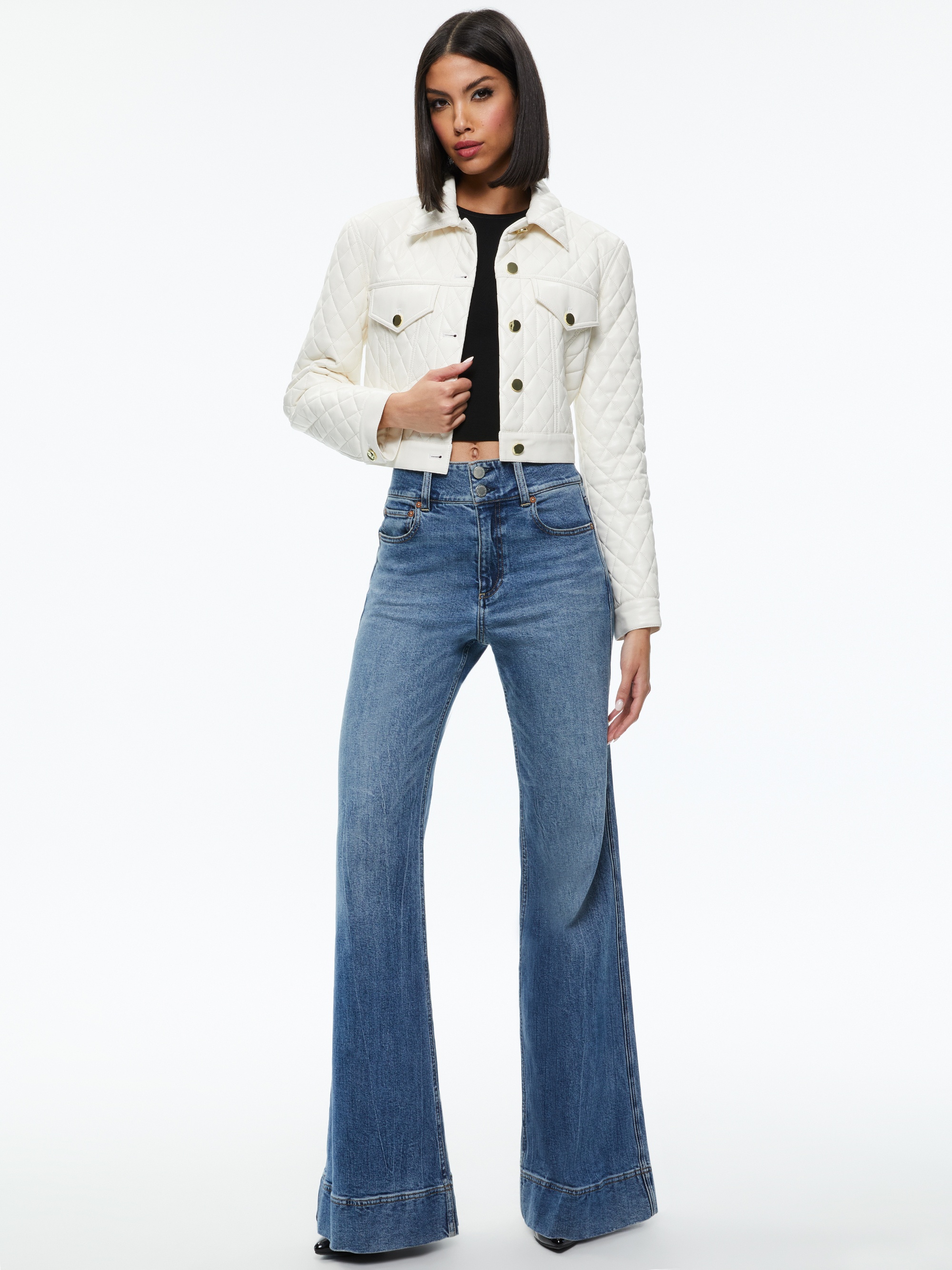 CHLOE QUILTED VEGAN LEATHER CROPPED JACKET - 6