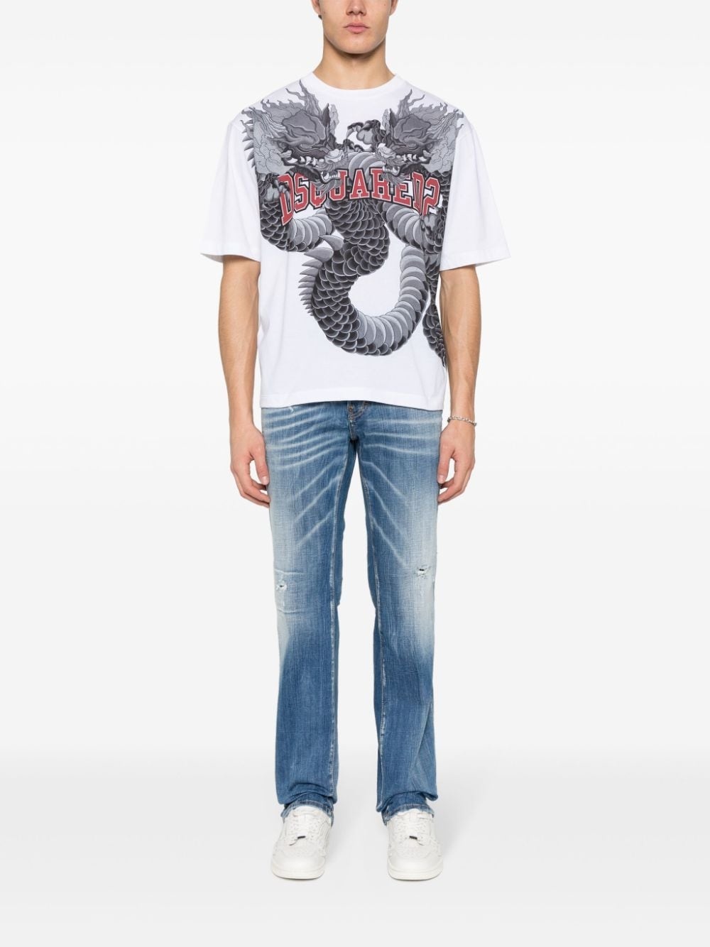 dragon-print cotton T-shirt - 2