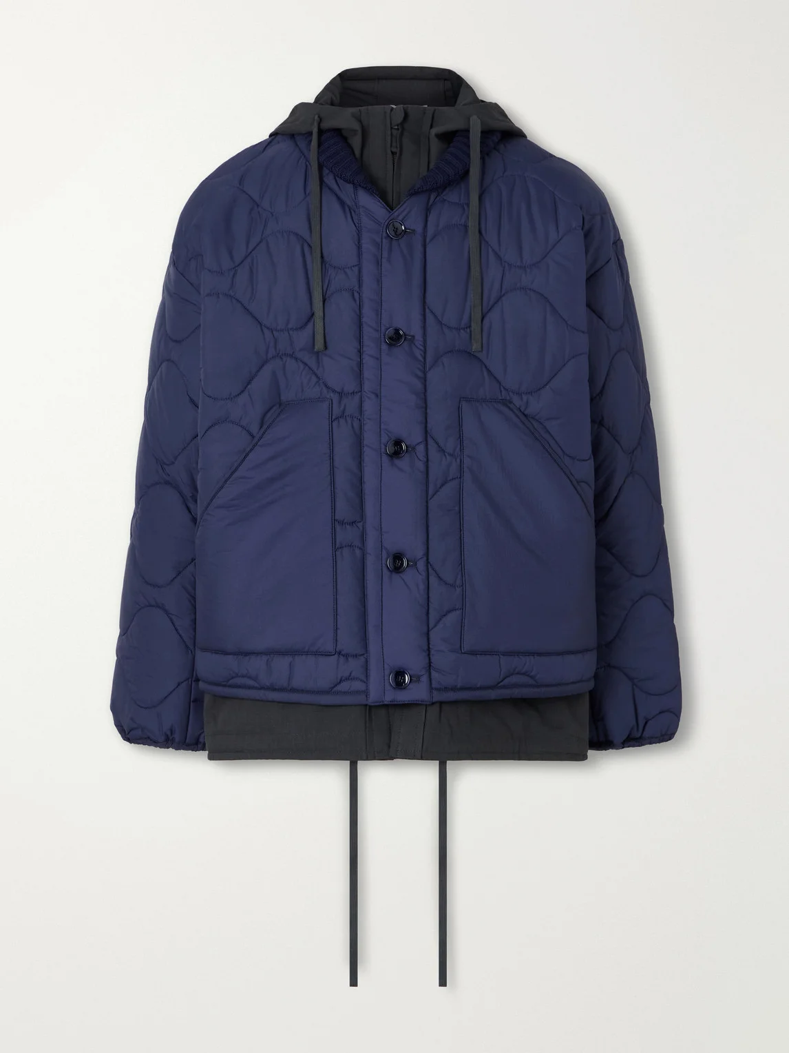 Tres En Uno Hooded Layered Quilted Shell and Canvas Jacket - 1
