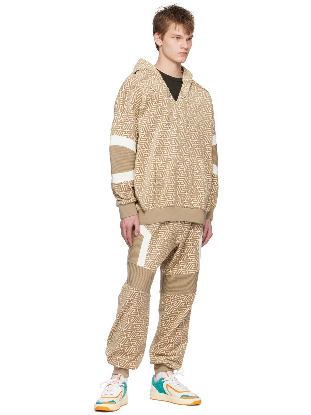 Beige Pyramid Monogram Hoodie - 4