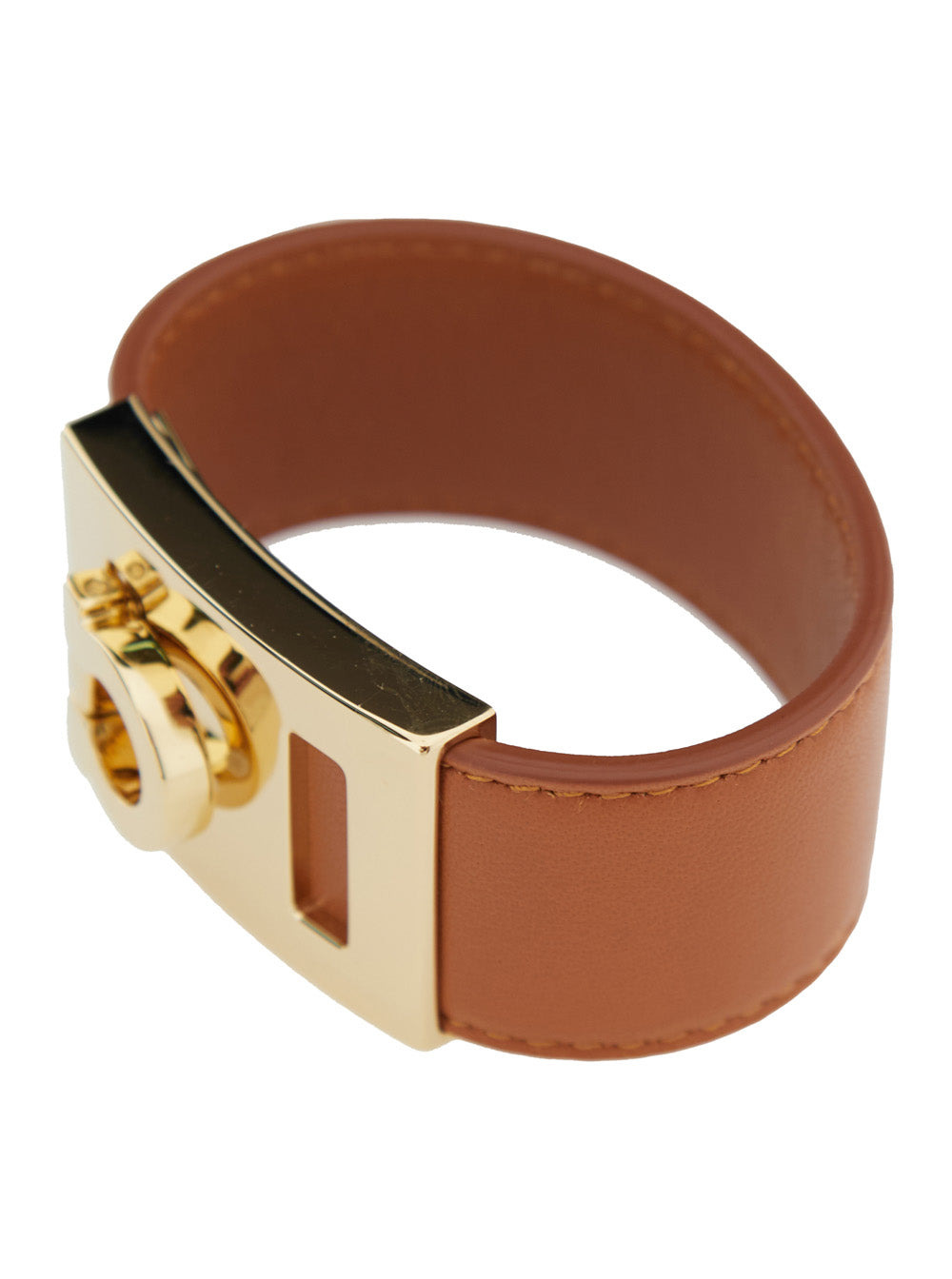 Ferragamo Women 'Hug' Brown Bracelet With Gancini Detail In Smooth Leather Woman - 2