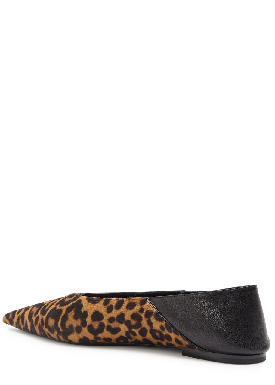Saint Laurent Nour Leopard-print Calf-hair Flats - 2