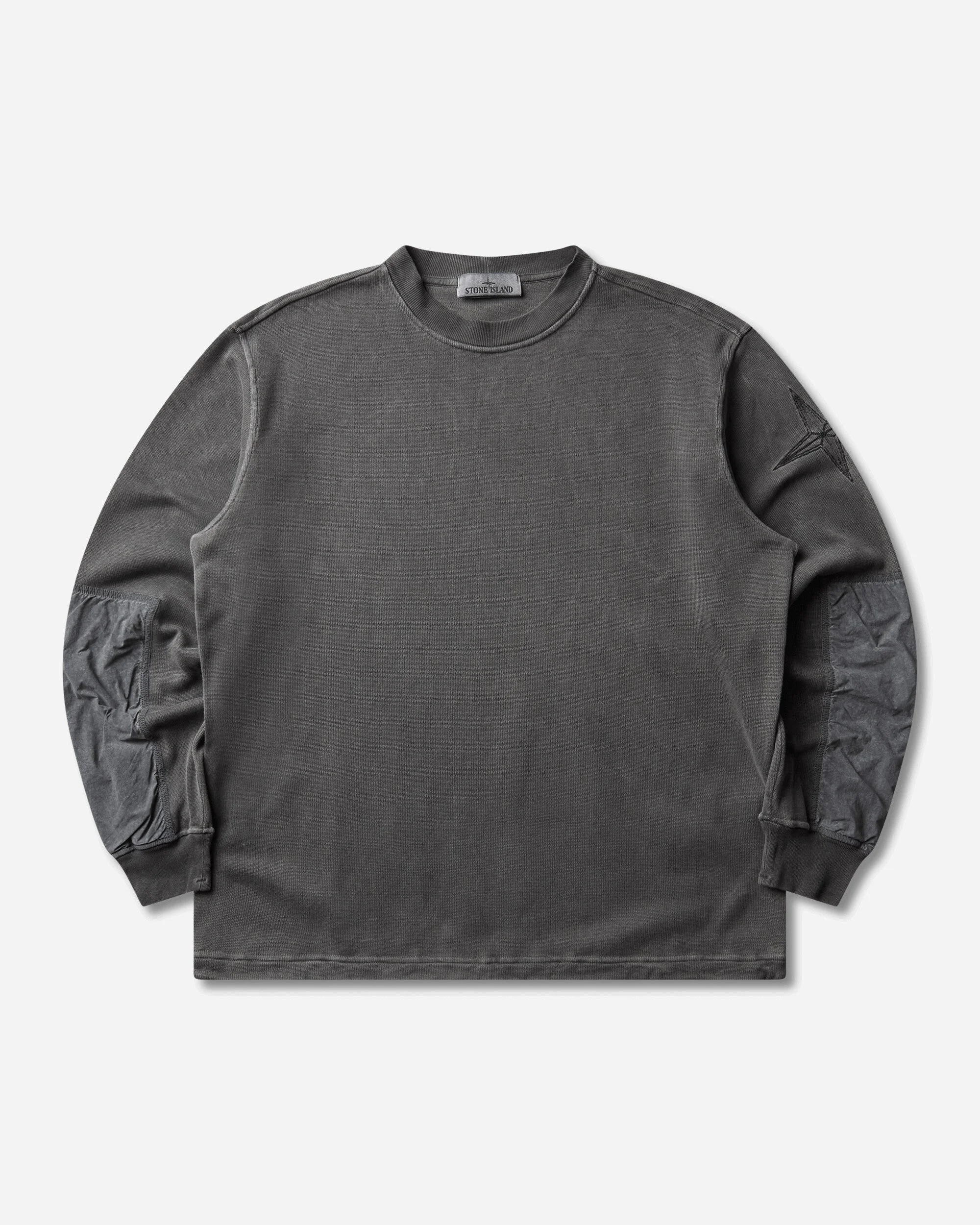 Men's Uneven Pigment Dyed Vanisé Cotton Jersey Crewneck Sweatshirt Black - 1
