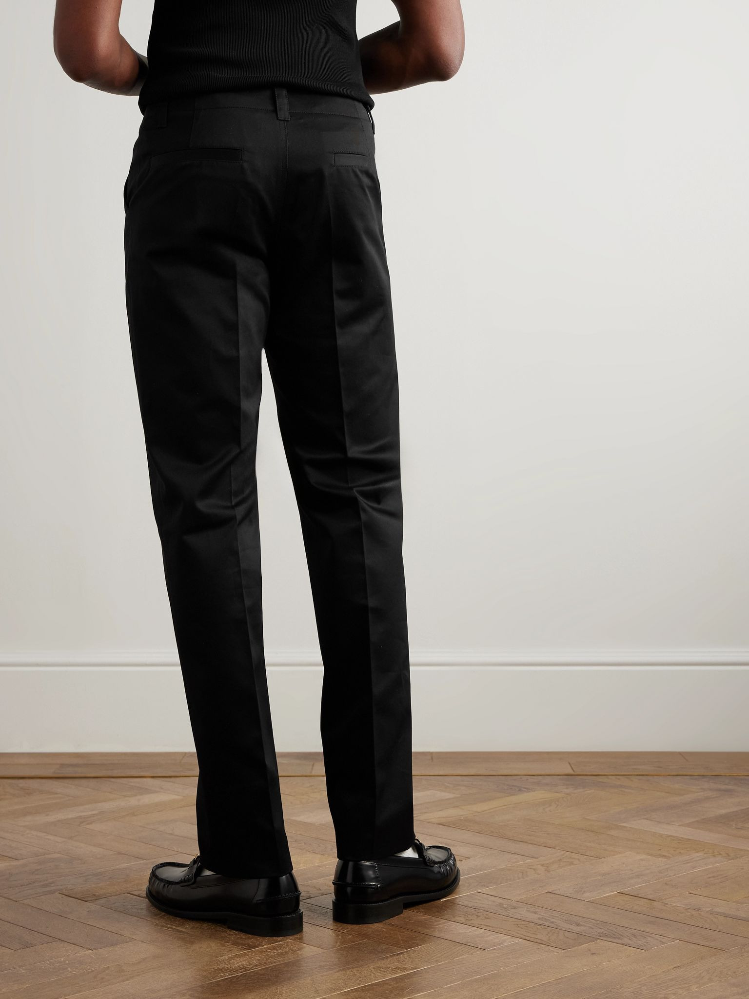 Straight-Leg Embellished Cotton-Gabardine Trousers Black - 4