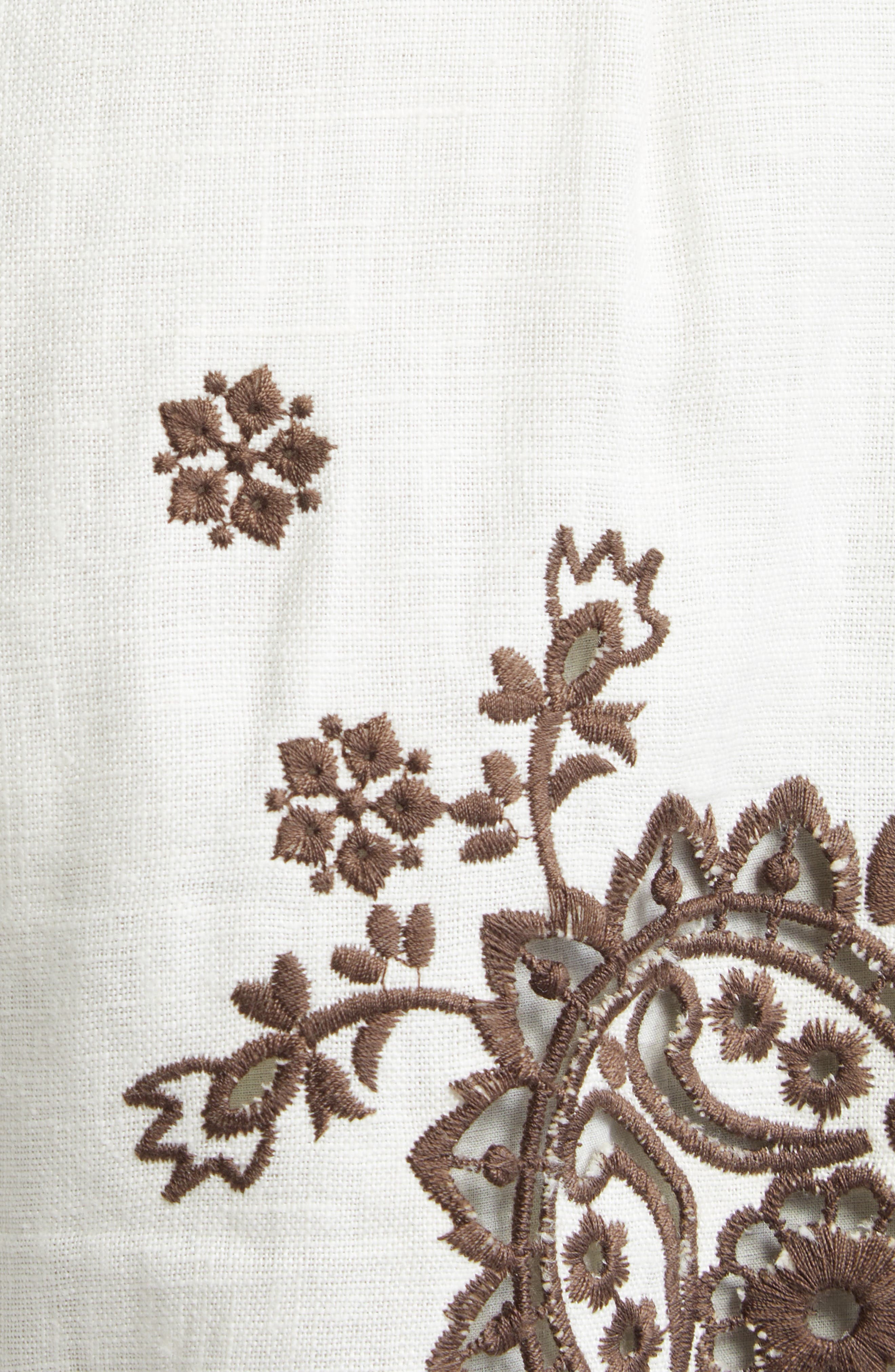 Zimmermann Ascension Embroidered Linen Shorts in Ivory/Chocolate at Nordstrom - 7