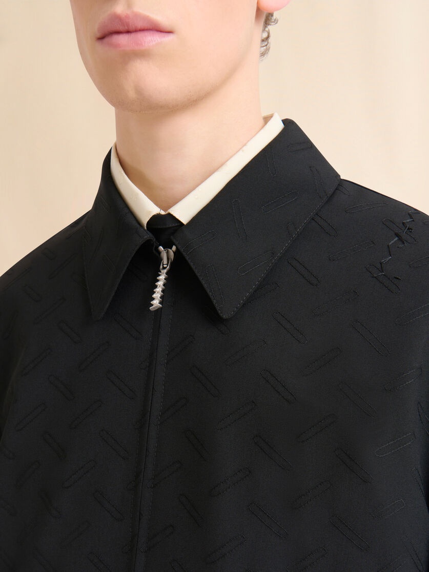 BLACK WOOL JACKET WITH JAQAURD CONFETTI MOTIF - 4