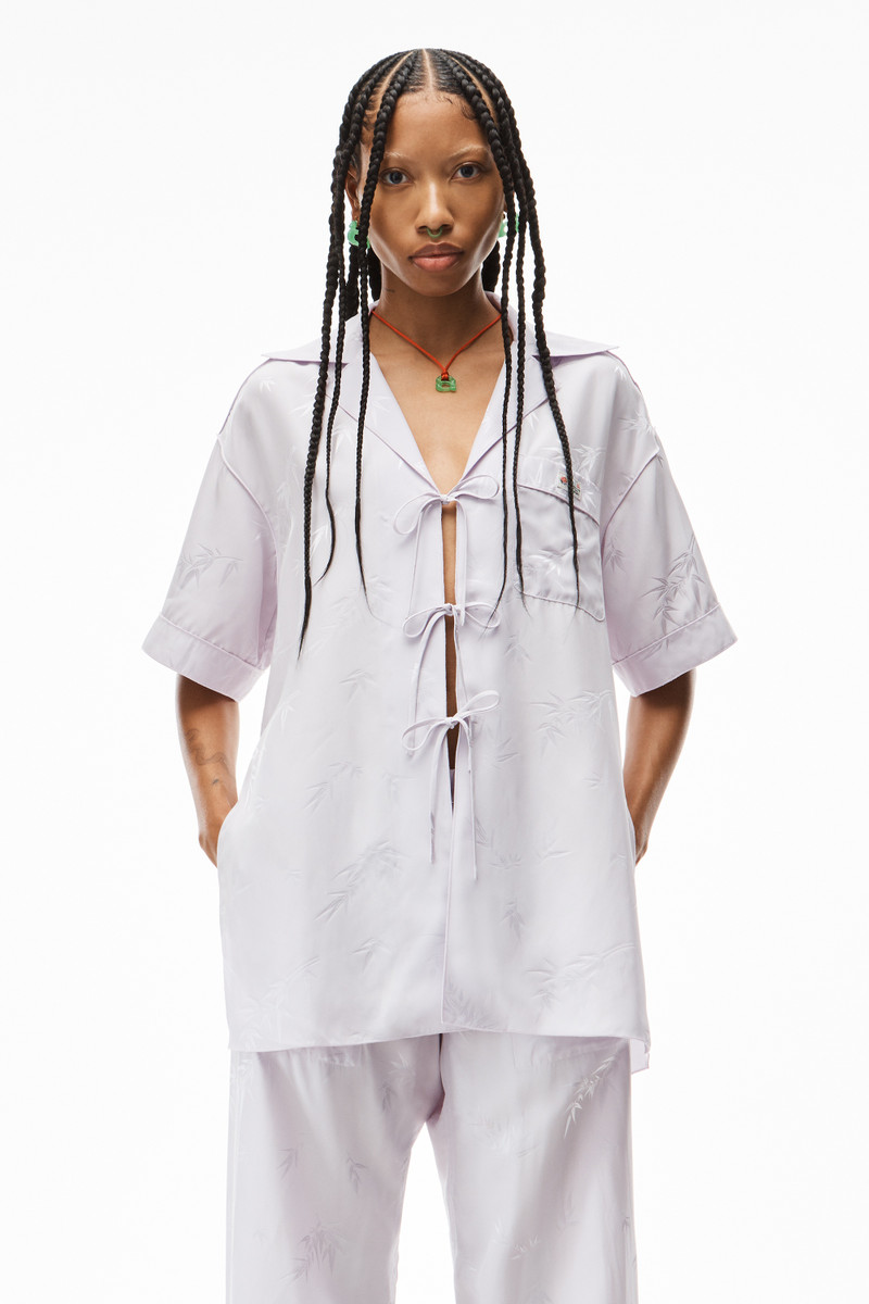 Alexander Wang SHORT-SLEEVE TIE TOP IN VISCOSE JACQUARD outlook