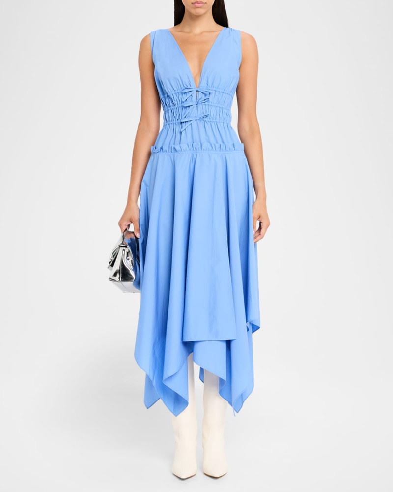 AKNVAS Zelie Tie-Front Cotton Poplin Dress outlook