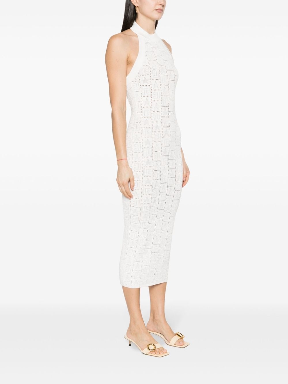 crochet-knit midi dress - 3