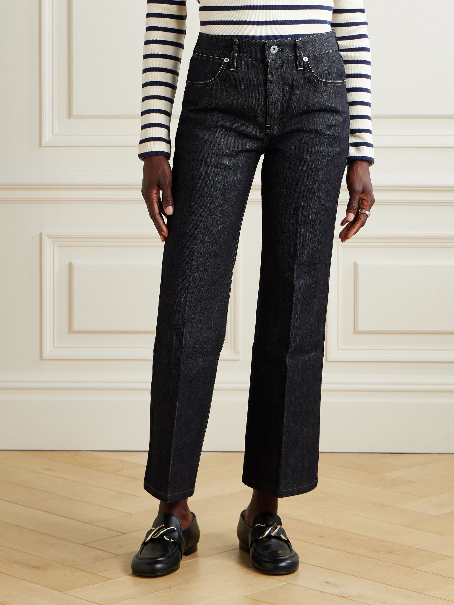 Cropped high-rise flared jeans Dark denim - 3