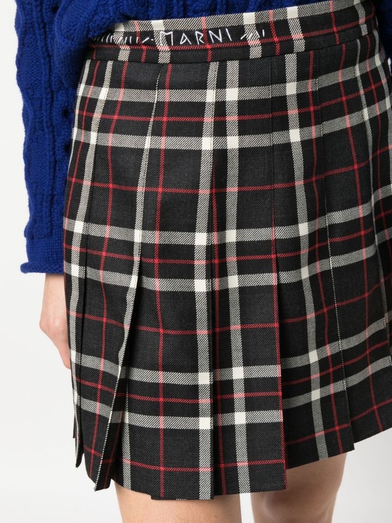 check-plaid pleated mini skirt - 5