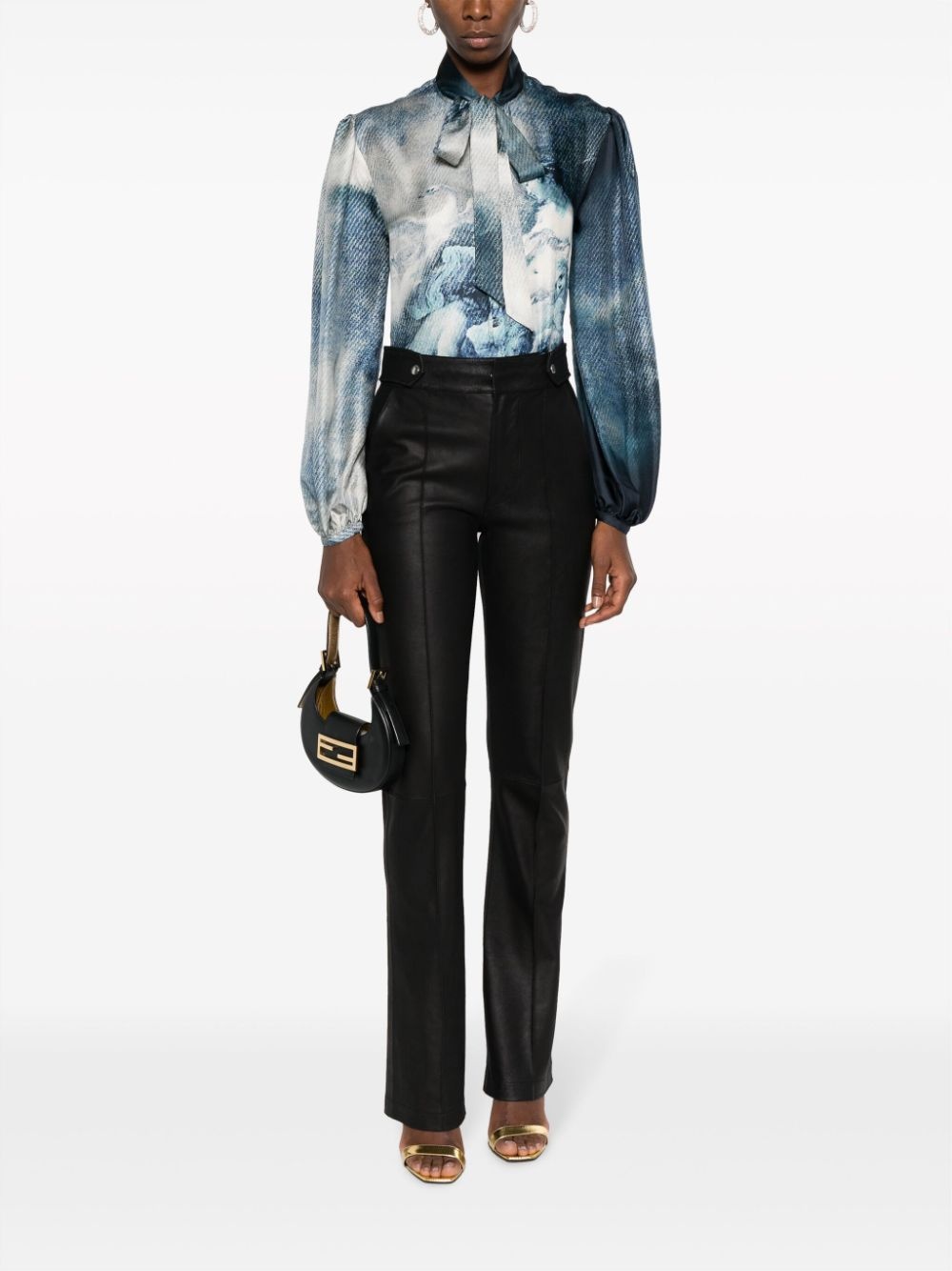 graphic-print silk blouse - 2