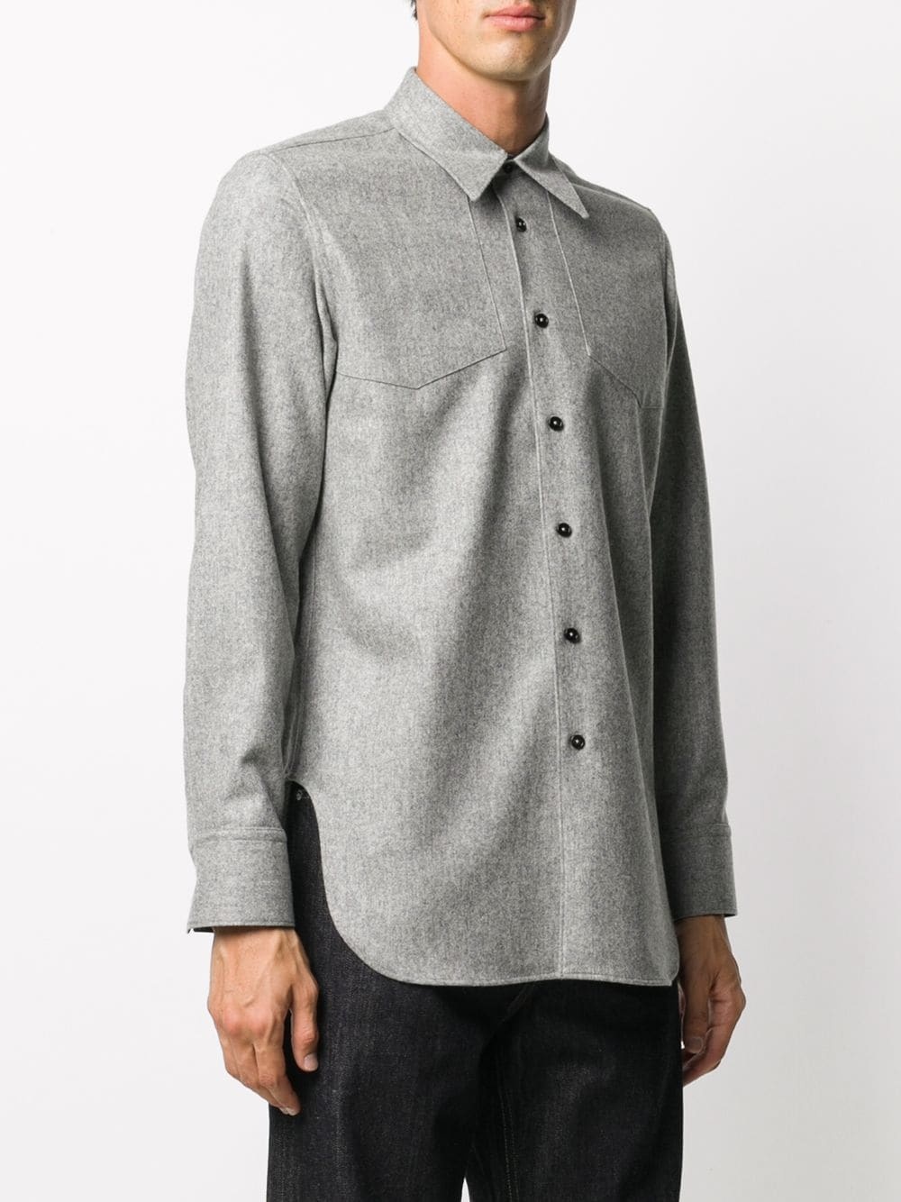 curved-hem long-sleeve shirt - 3