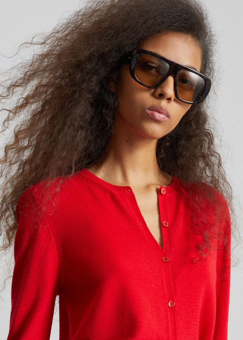 Mahim Superfine Wool Cardigan - Red 5