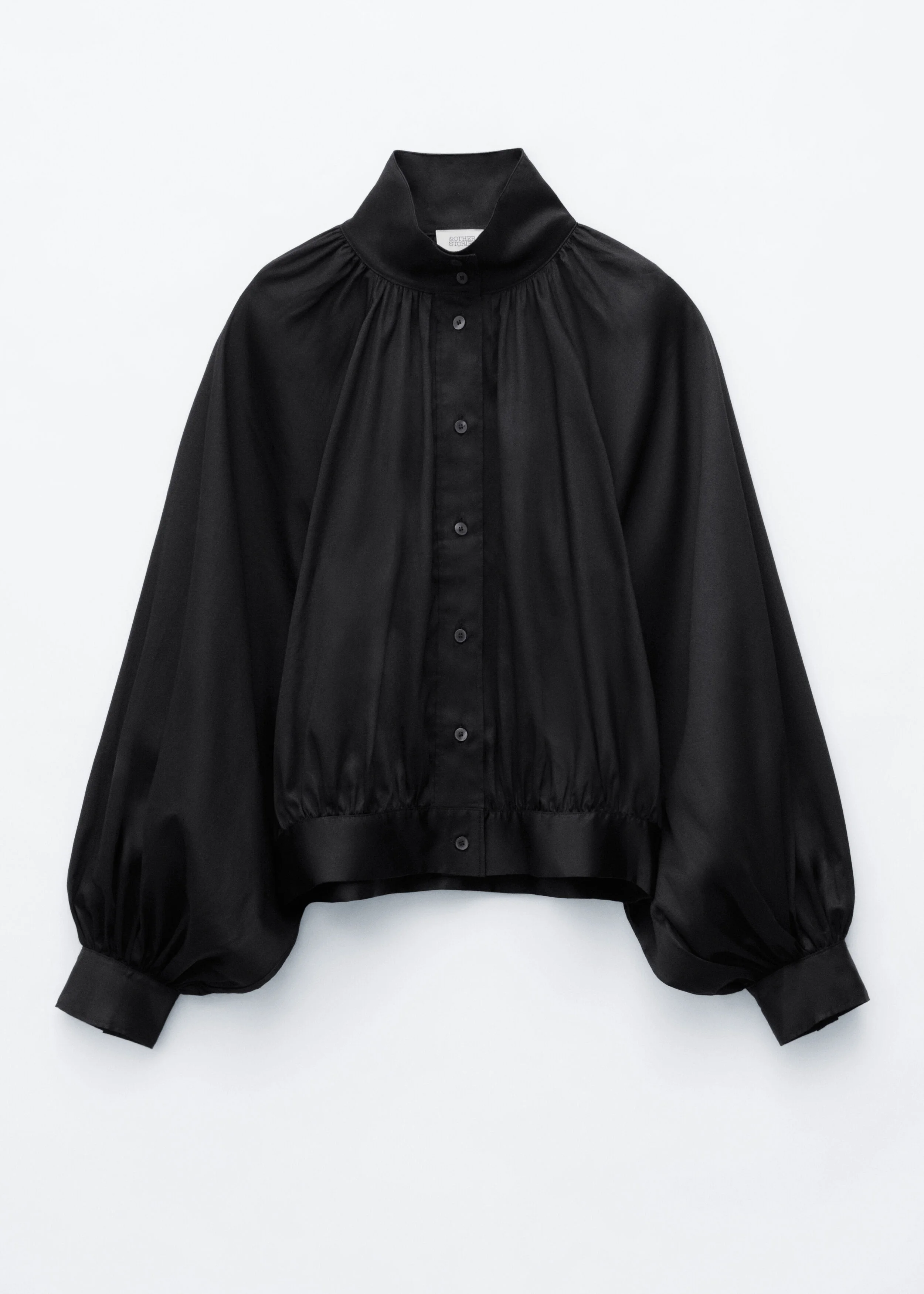 Batwing Sleeve Cotton Blouse - 1