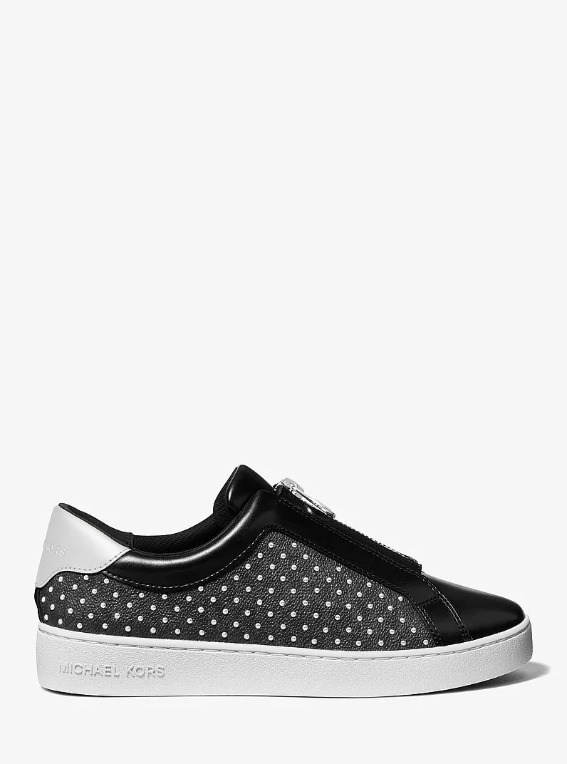 Keaton Embellished Signature Logo Zip-Up Trainer - 1